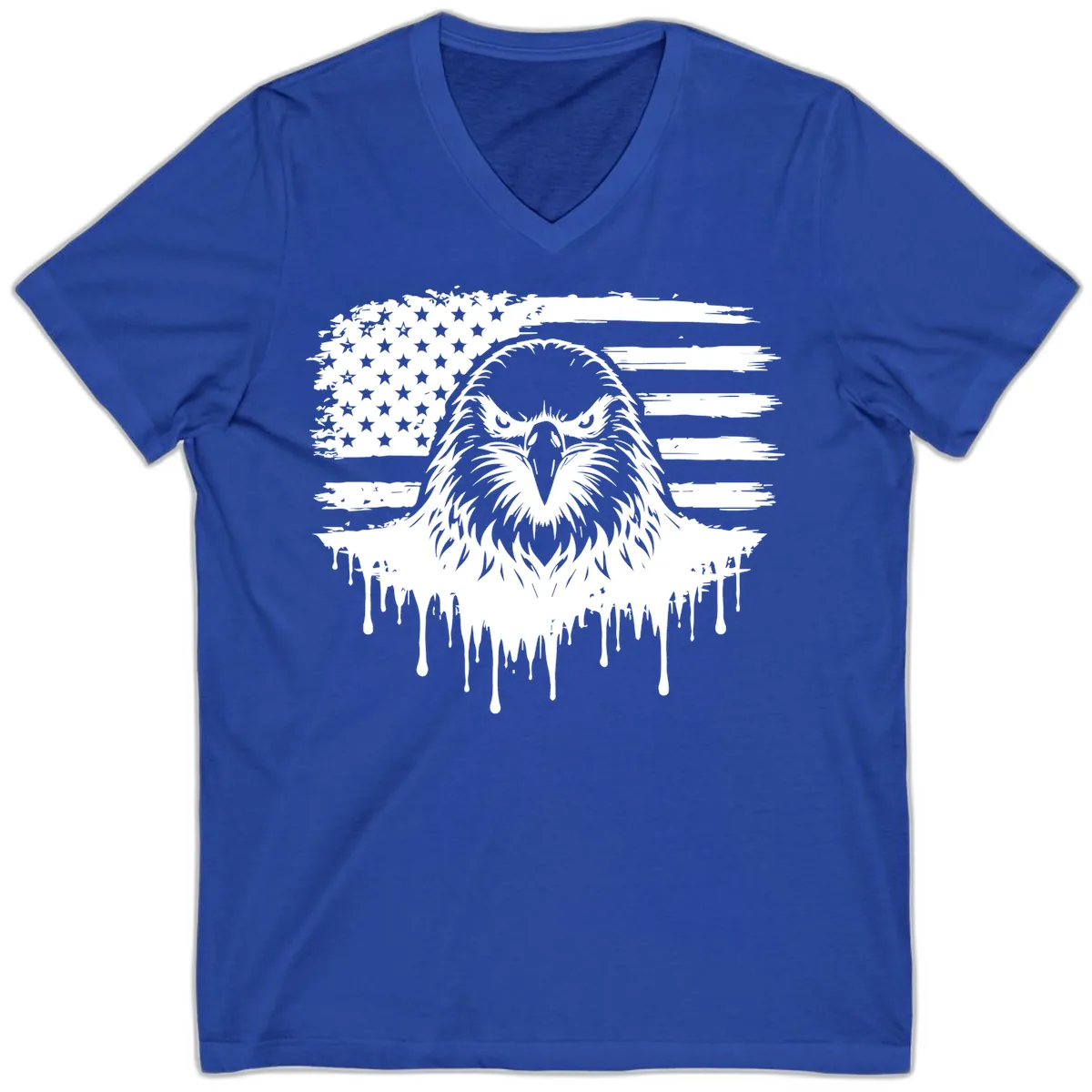Bold Eagle Flag Celebration V-Neck for July 4th in True Royal