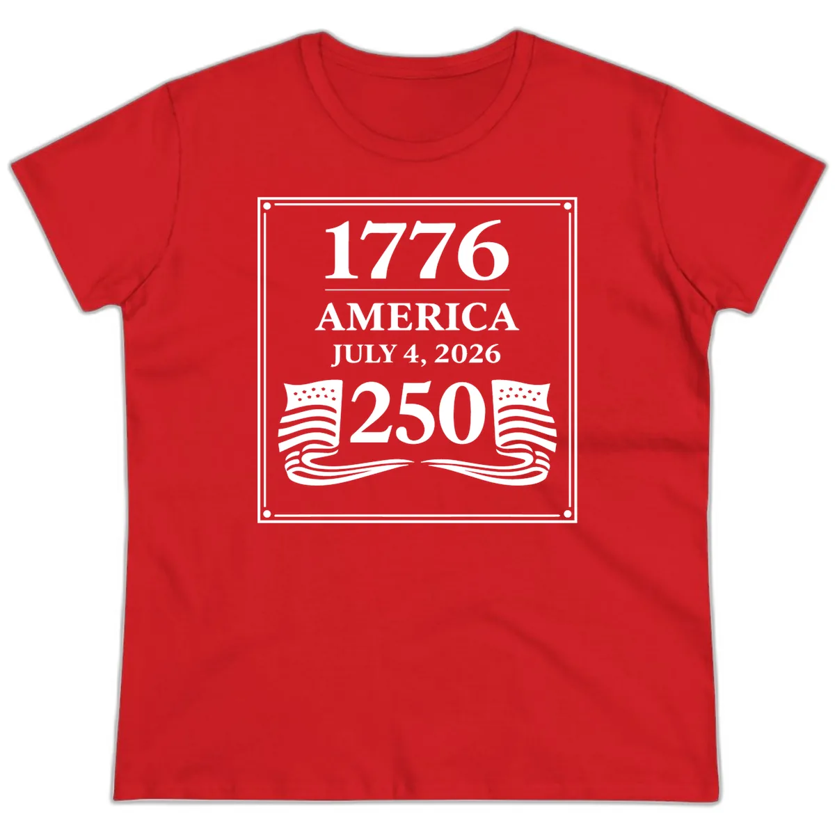 America 250th Anniversary Celebration Ladies Tee in Red