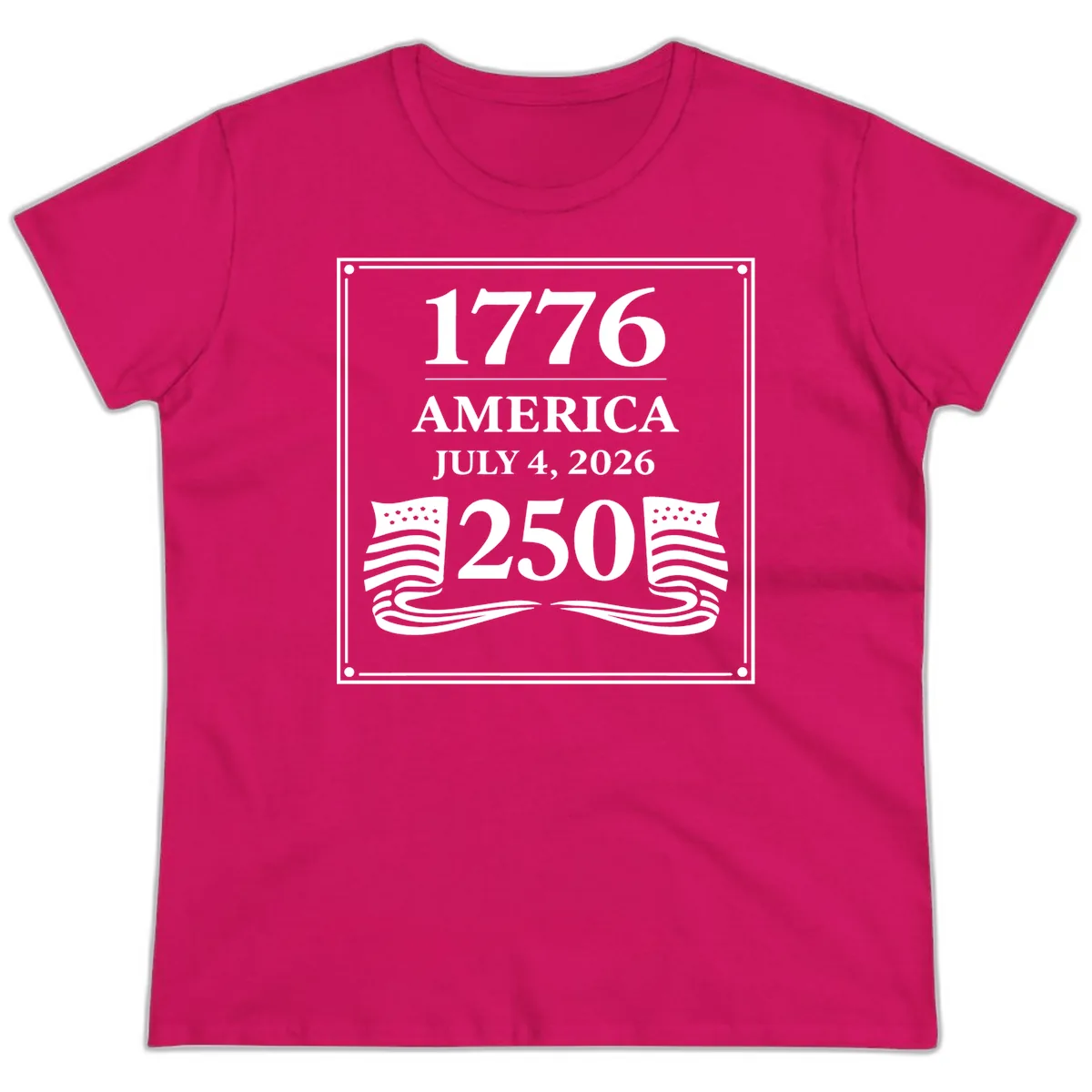 America 250th Anniversary Celebration Ladies Tee in Heliconia