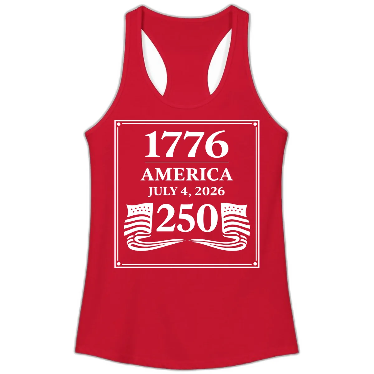 America 250th Anniversary Celebration Ladies Tank in Solid Red