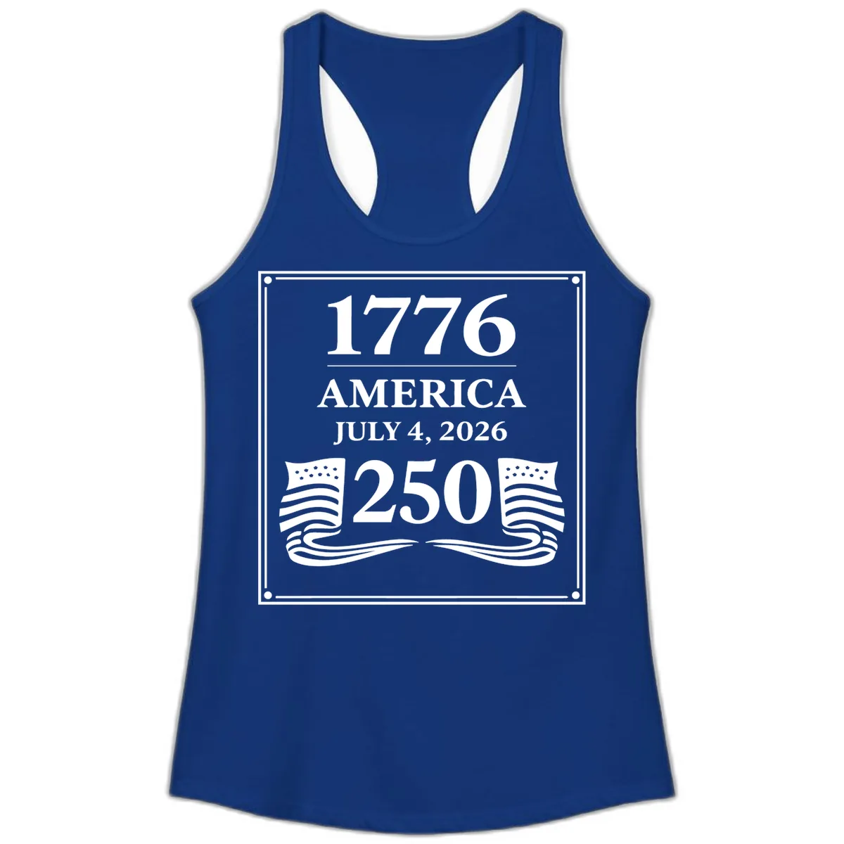 America 250th Anniversary Celebration Ladies Tank in Solid Royal