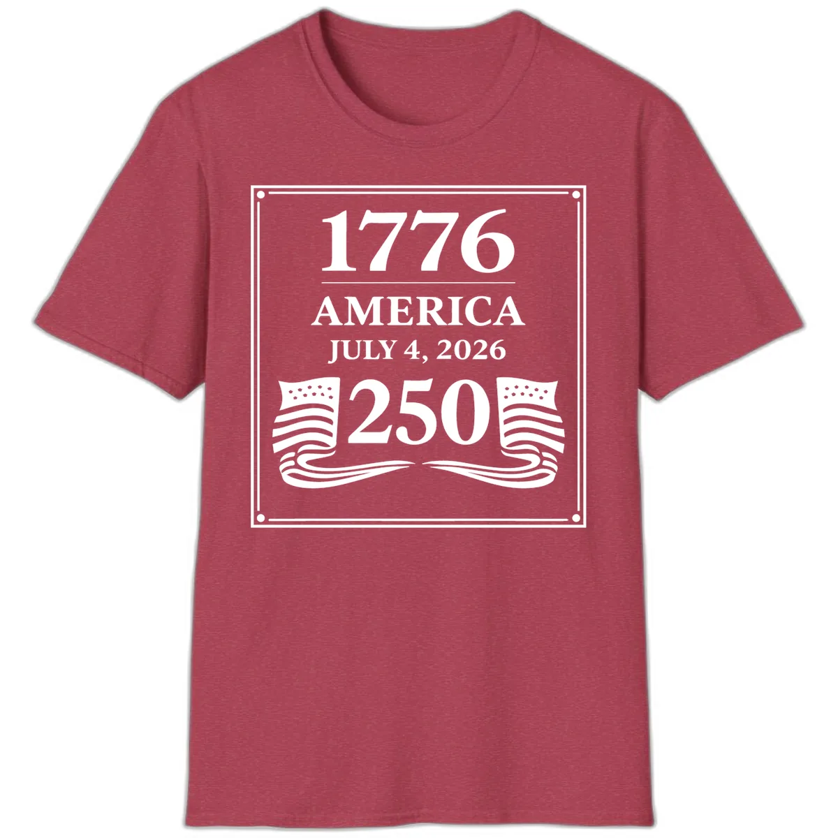 America 250th Anniversary Celebration T-Shirt in Heather Cardinal