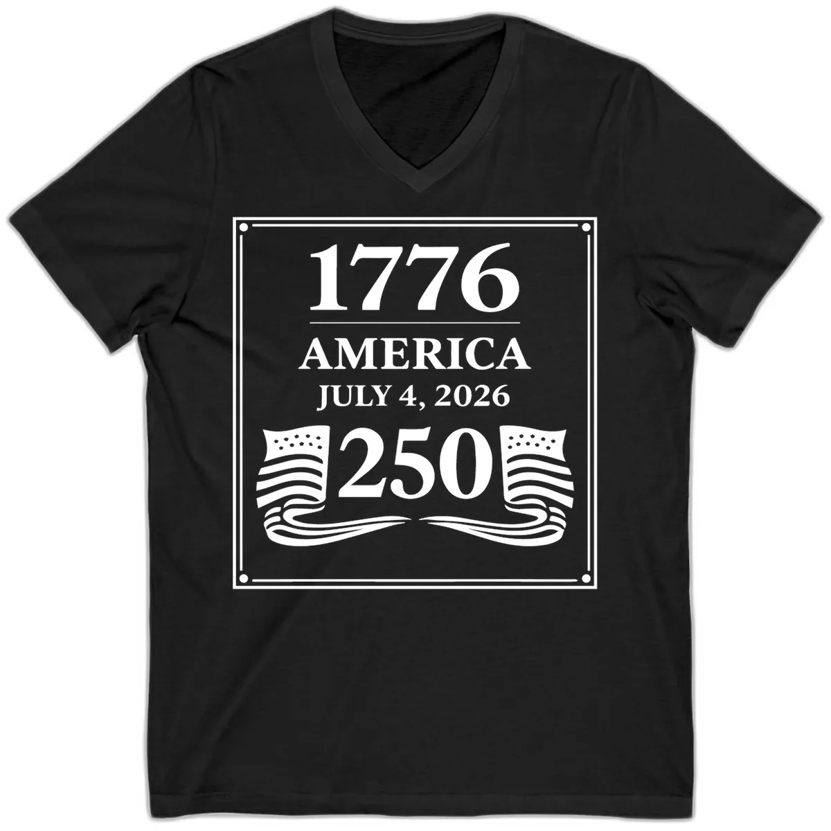 America 250th Anniversary Celebration V-Neck in Black