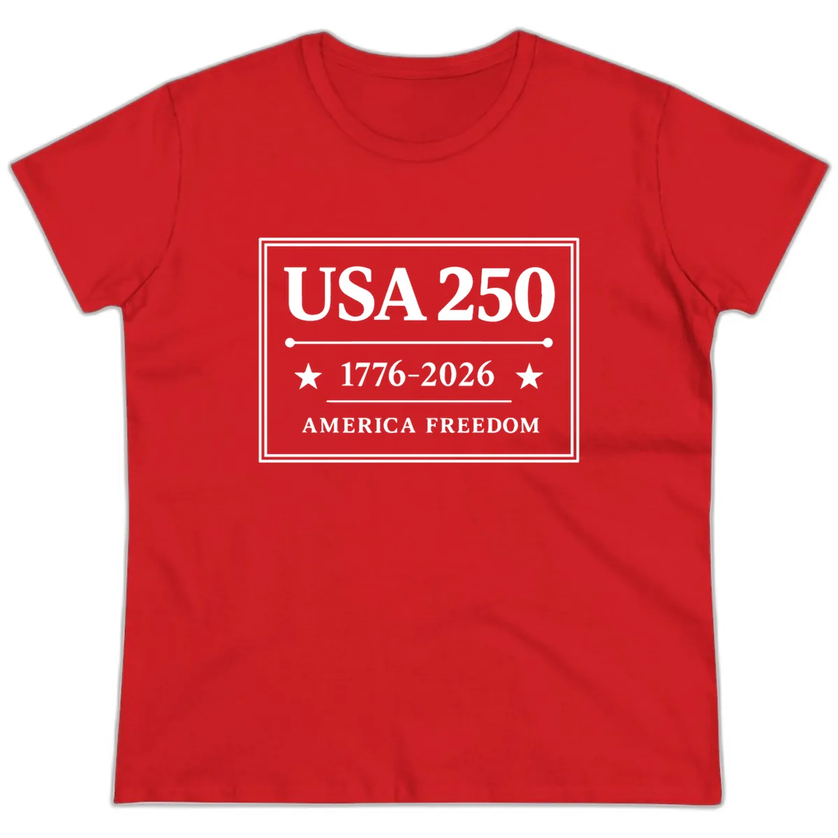 USA 250 America Freedom Celebration Ladies Tee in Red