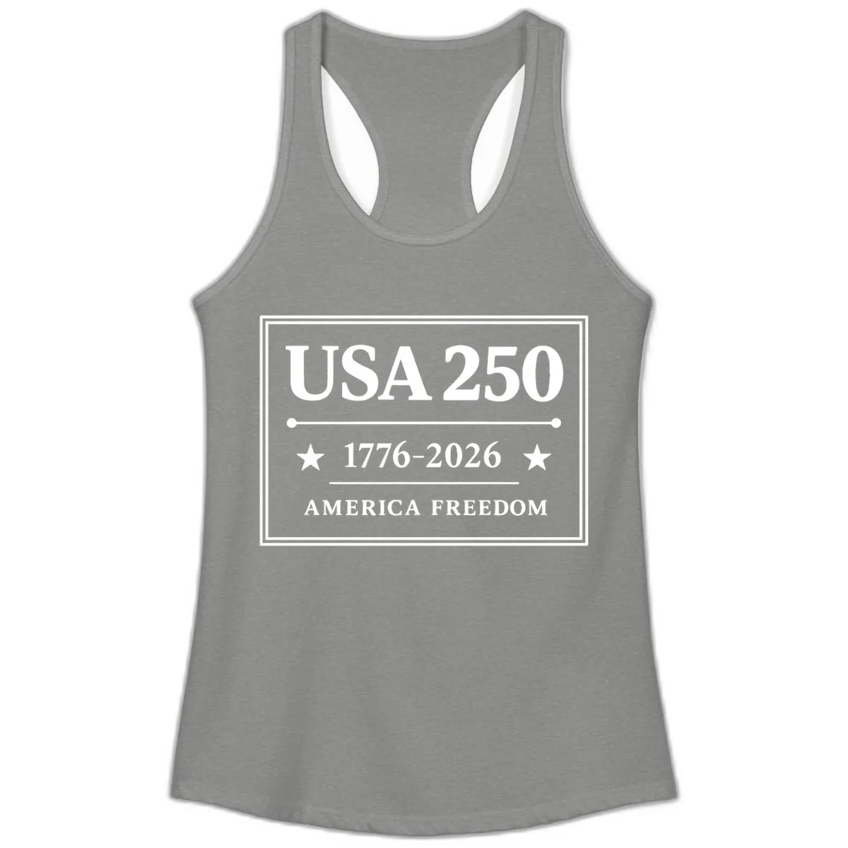 USA 250 America Freedom Celebration Ladies Tank in Heather Grey