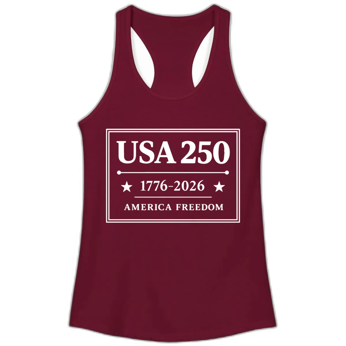USA 250 America Freedom Celebration Ladies Tank in Solid Cardinal Red