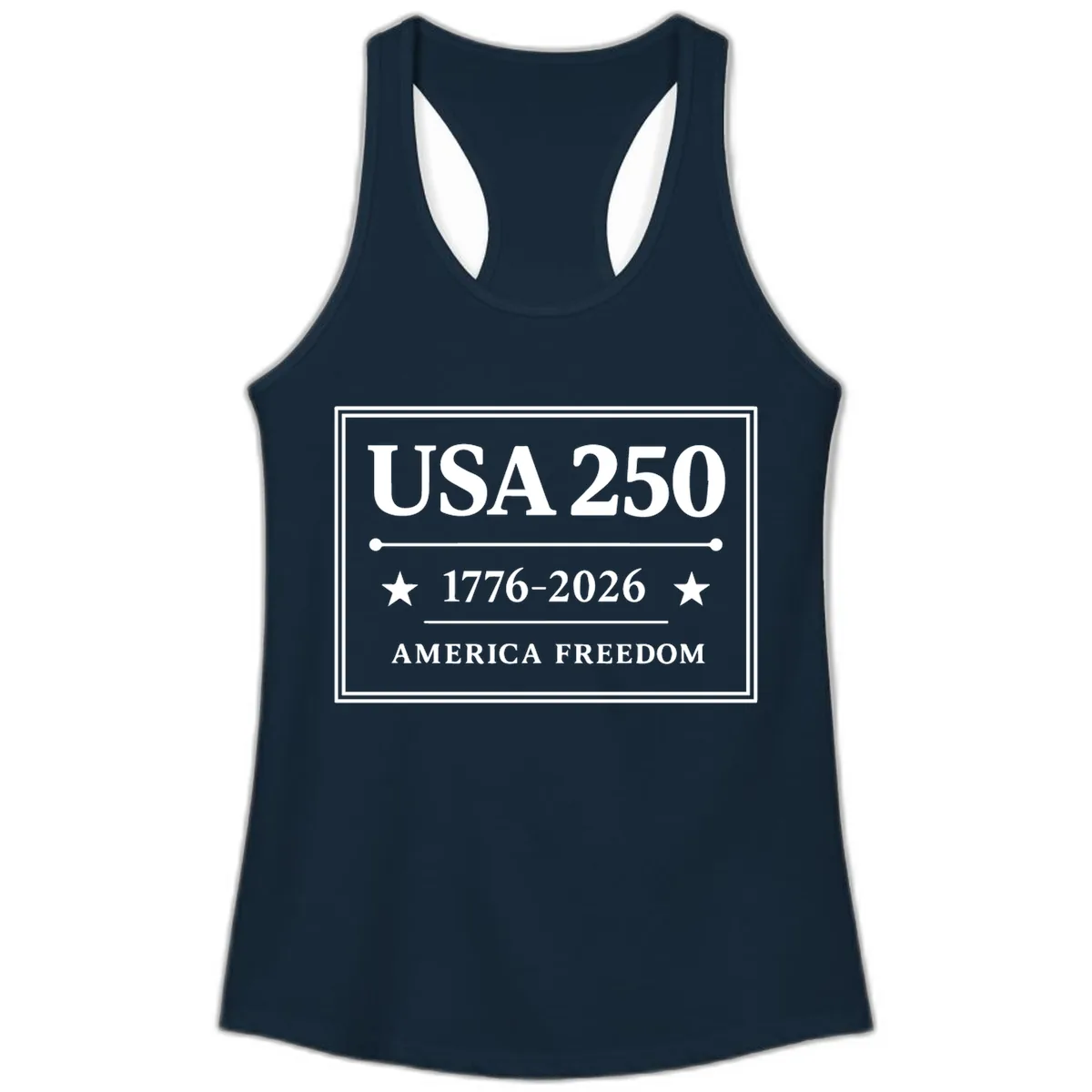 USA 250 America Freedom Celebration Ladies Tank in Solid Midnight Navy