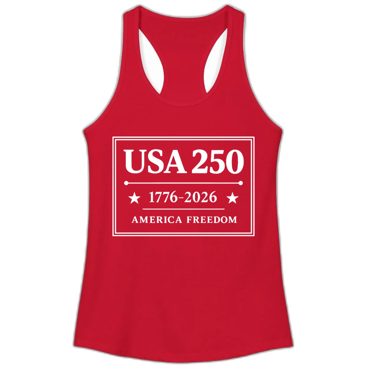 USA 250 America Freedom Celebration Ladies Tank in Solid Red