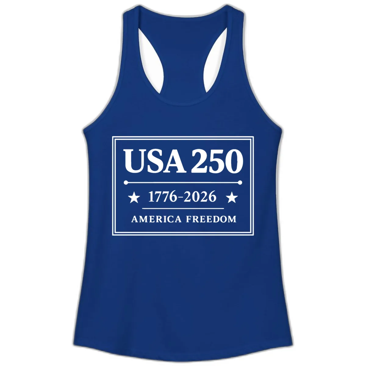 USA 250 America Freedom Celebration Ladies Tank in Solid Royal