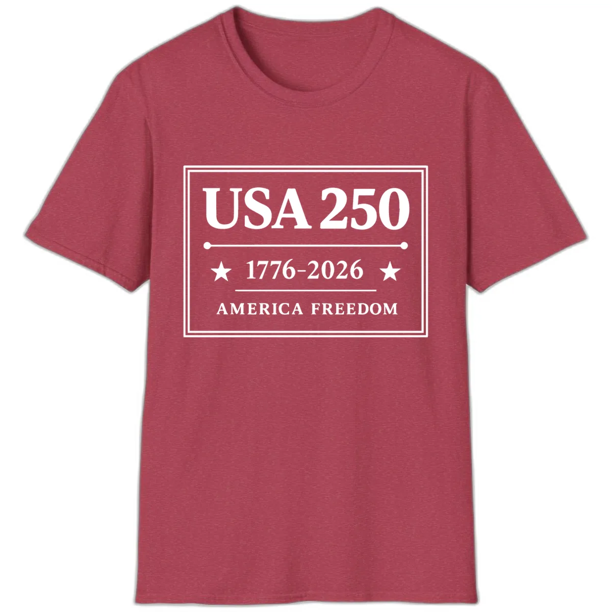 USA 250 America Freedom Celebration T-Shirt in Heather Cardinal