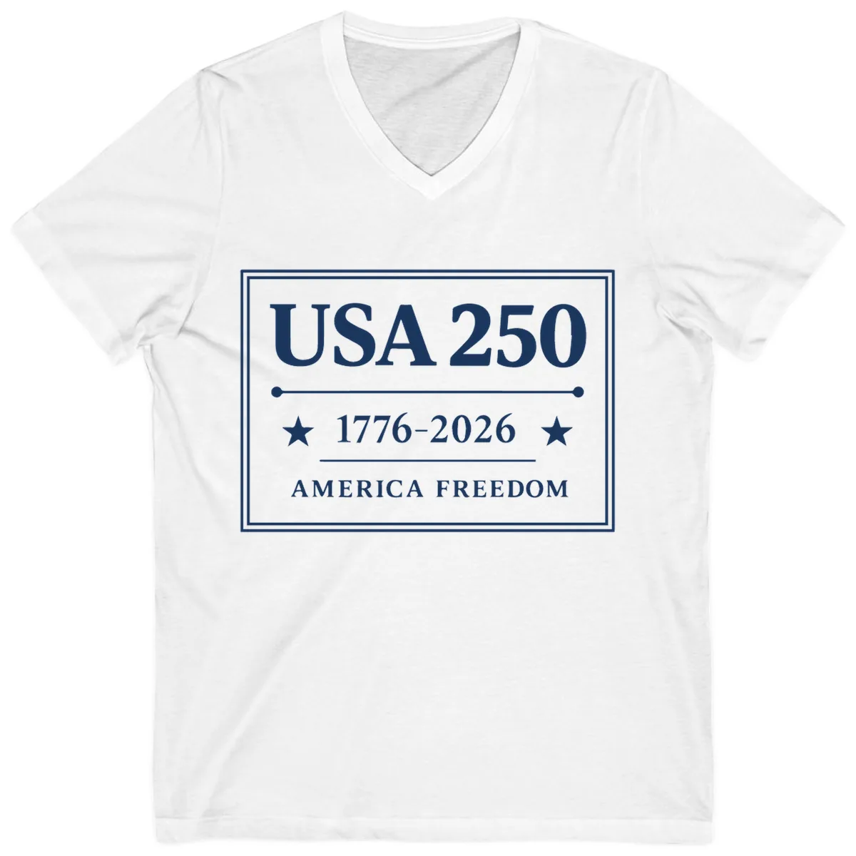 USA 250 America Freedom Celebration V-Neck in White