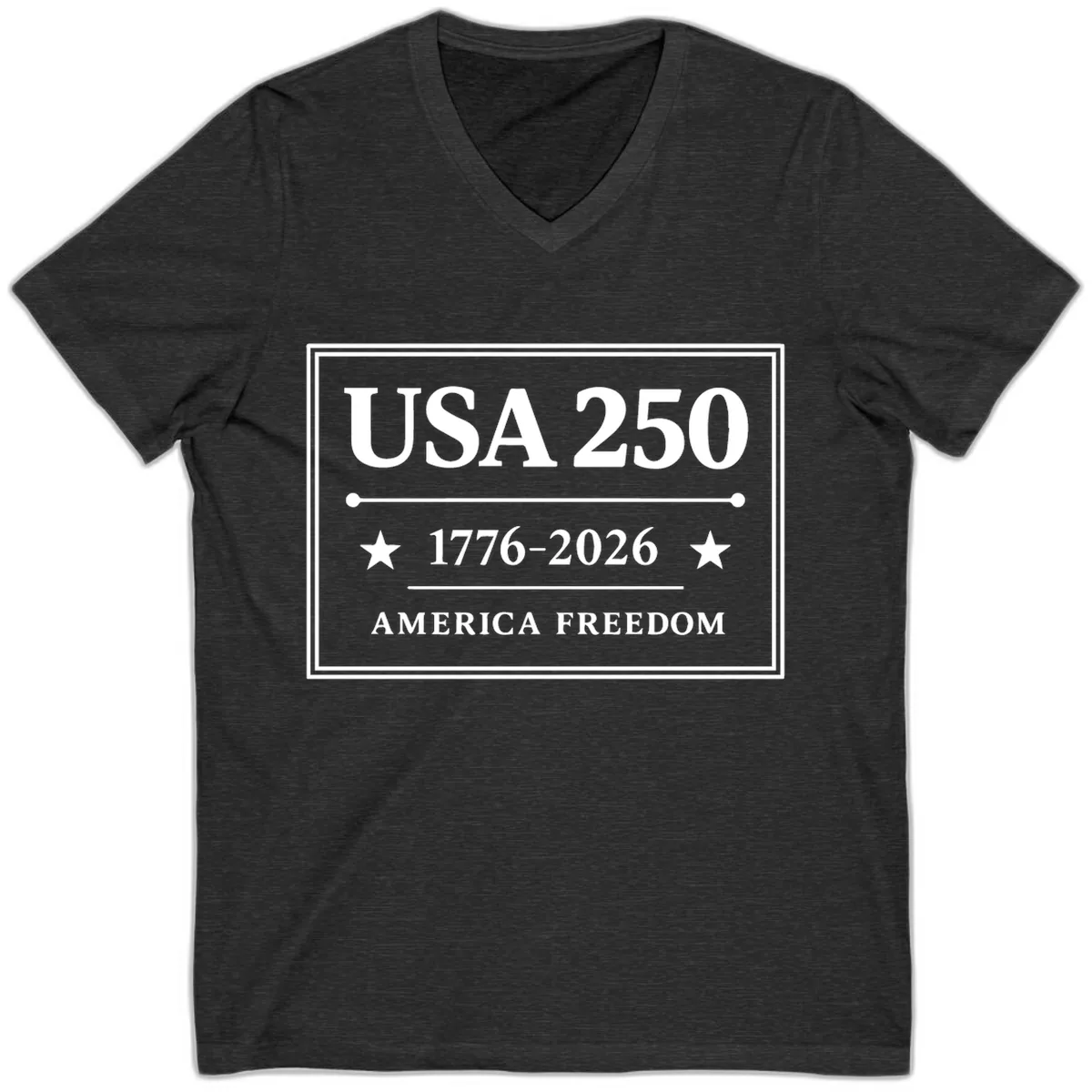 USA 250 America Freedom Celebration V-Neck in Dark Grey Heather