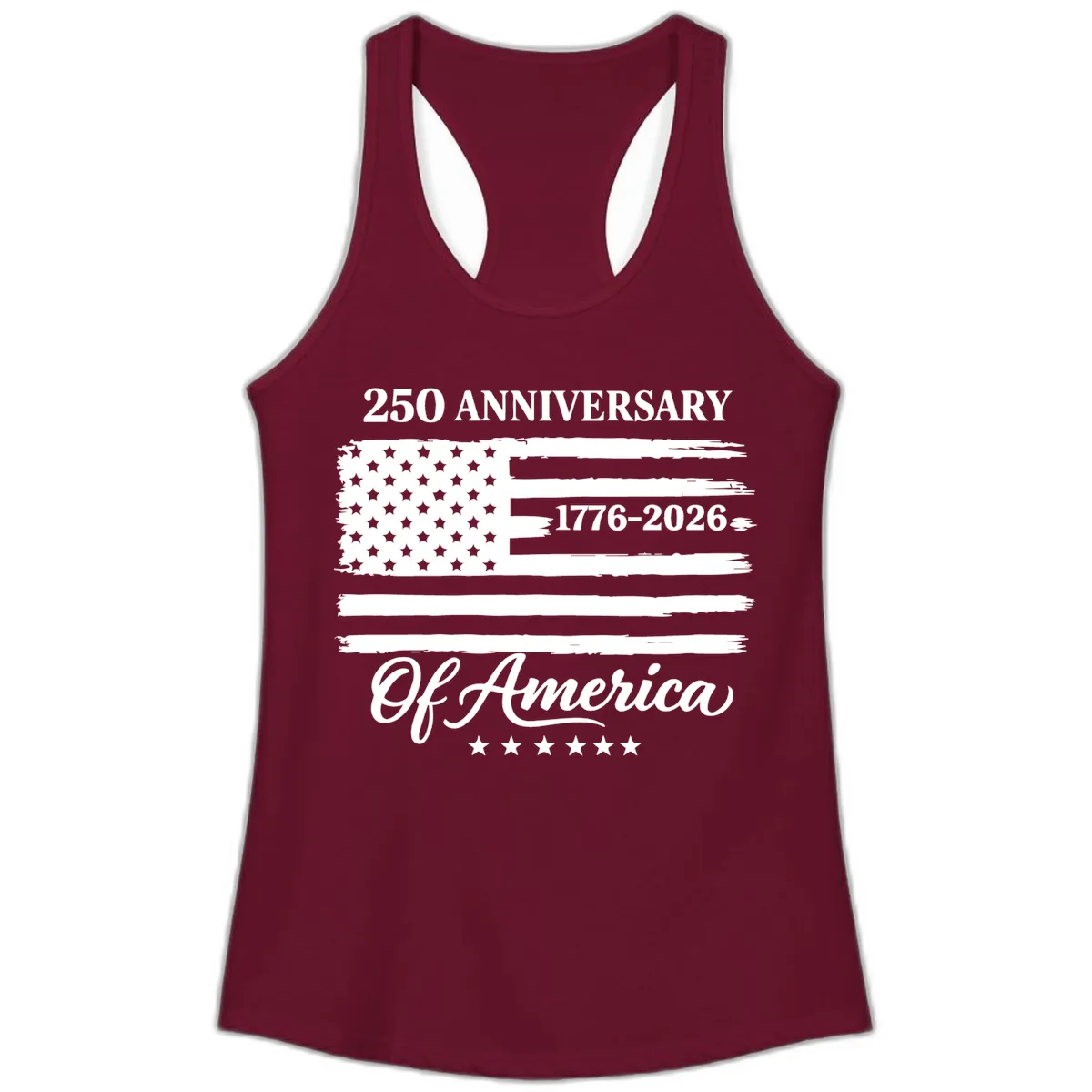 America 250th Anniversary Celebration Ladies Tank in Solid Cardinal Red