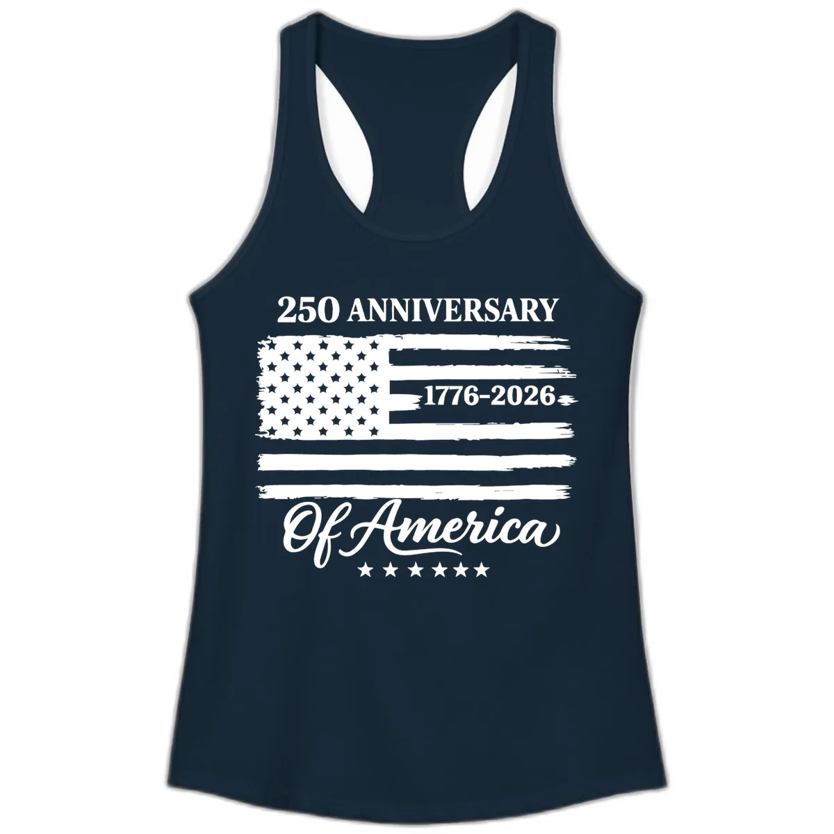 America 250th Anniversary Celebration Ladies Tank in Solid Midnight Navy