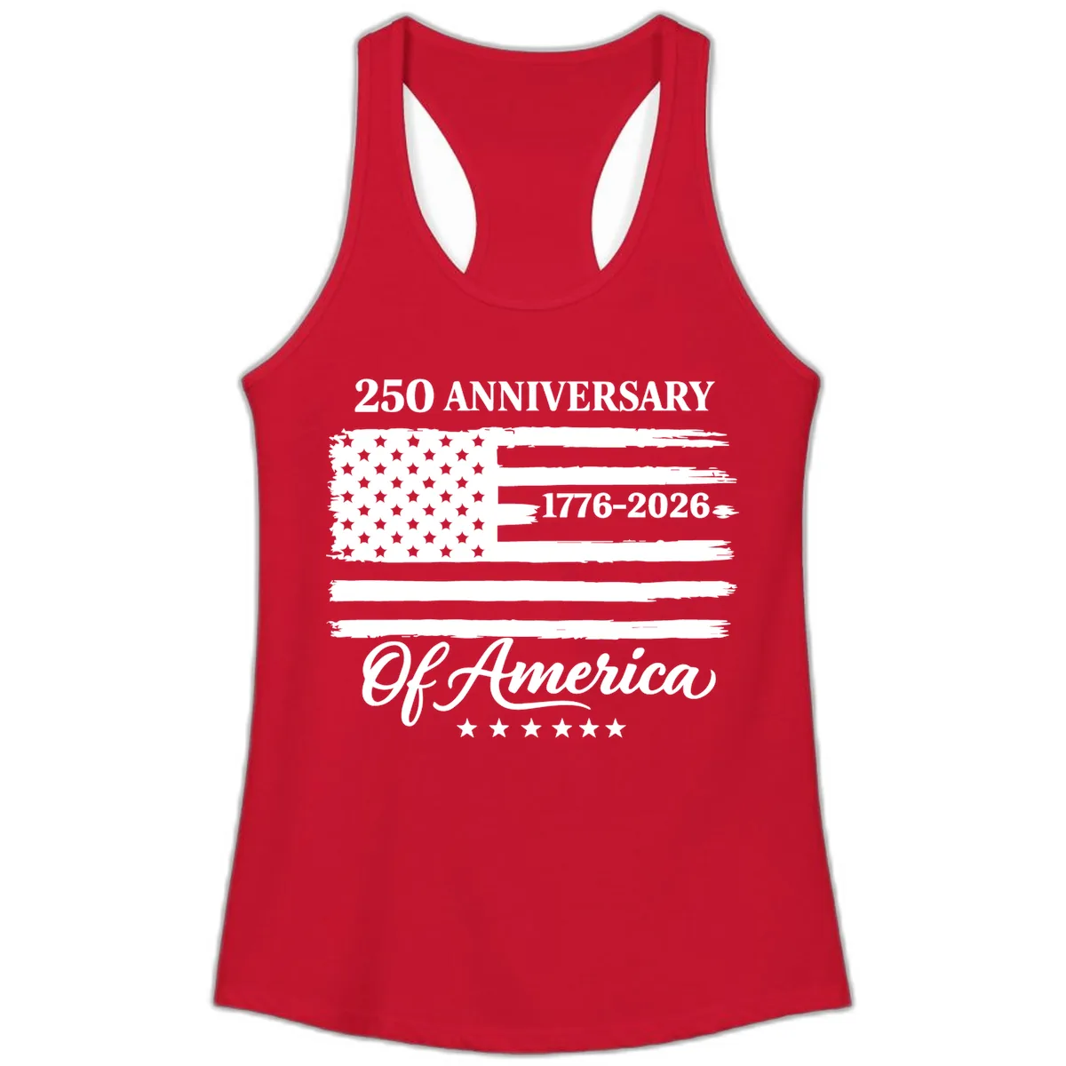 America 250th Anniversary Celebration Ladies Tank in Solid Red