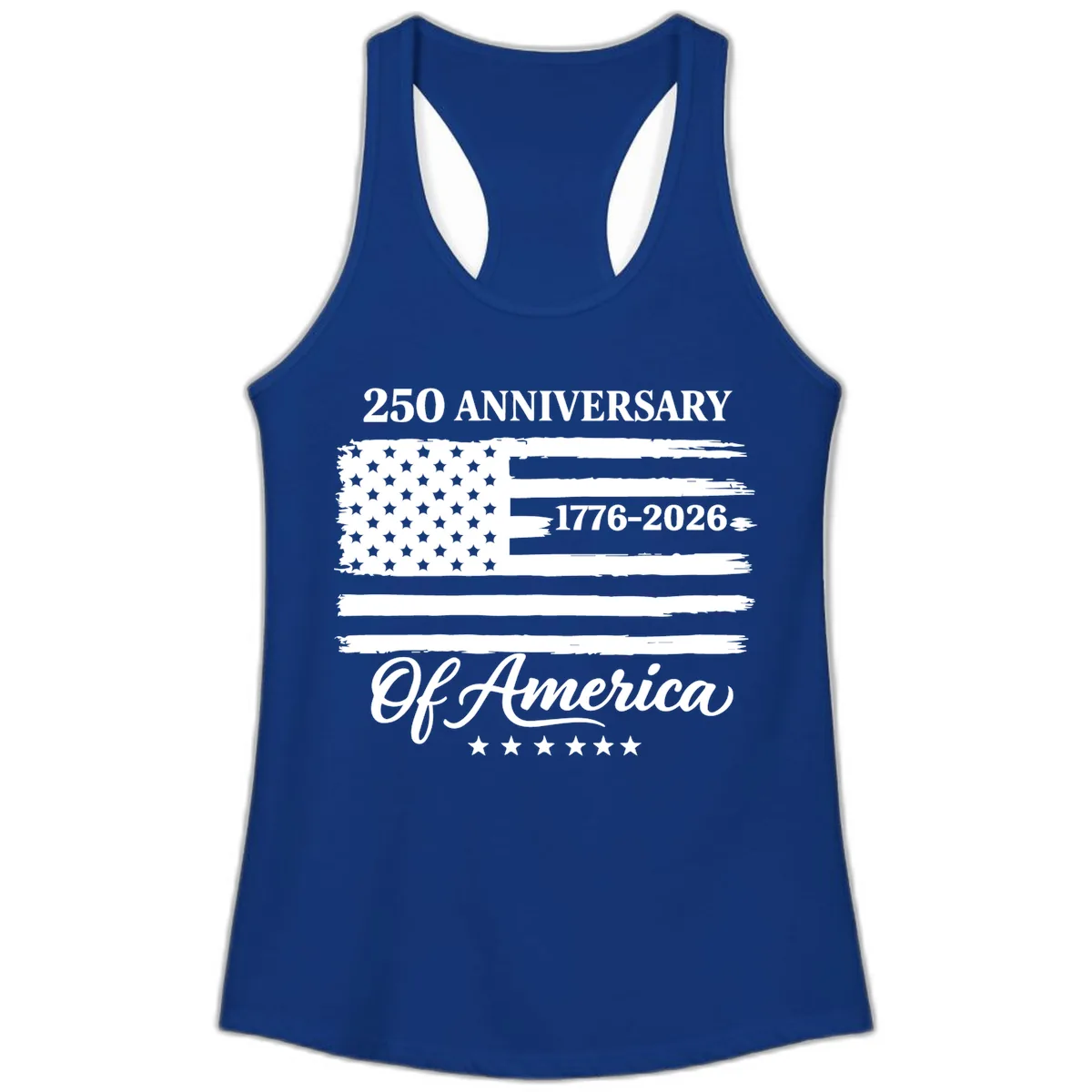 America 250th Anniversary Celebration Ladies Tank in Solid Royal