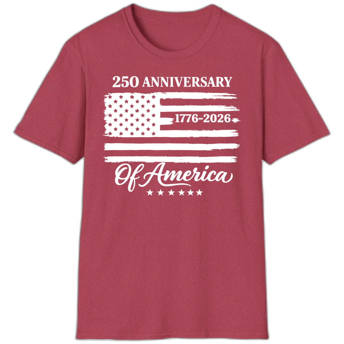 America 250th Anniversary Celebration T-Shirt in Heather Cardinal