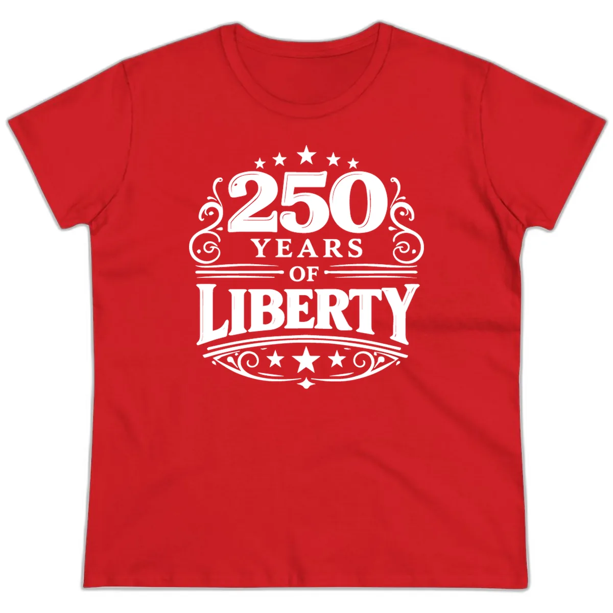 250 Years Of Liberty Celebration Ladies Tee in Red