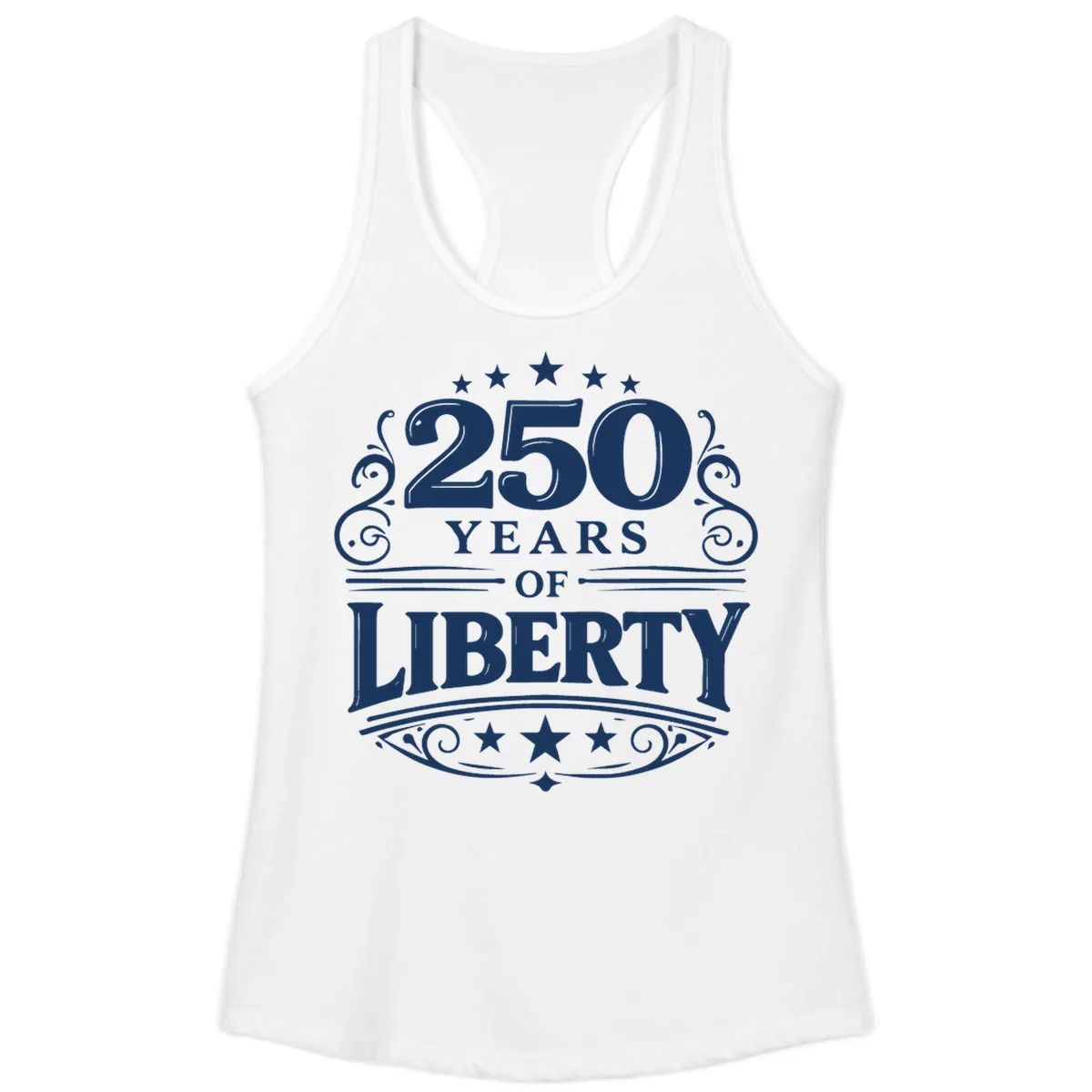 250 Years Of Liberty Celebration Ladies Tank in White