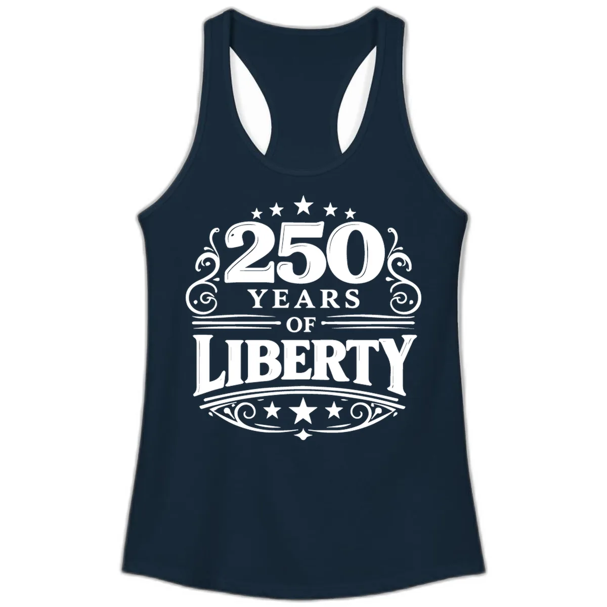 250 Years Of Liberty Celebration Ladies Tank in Solid Midnight Navy