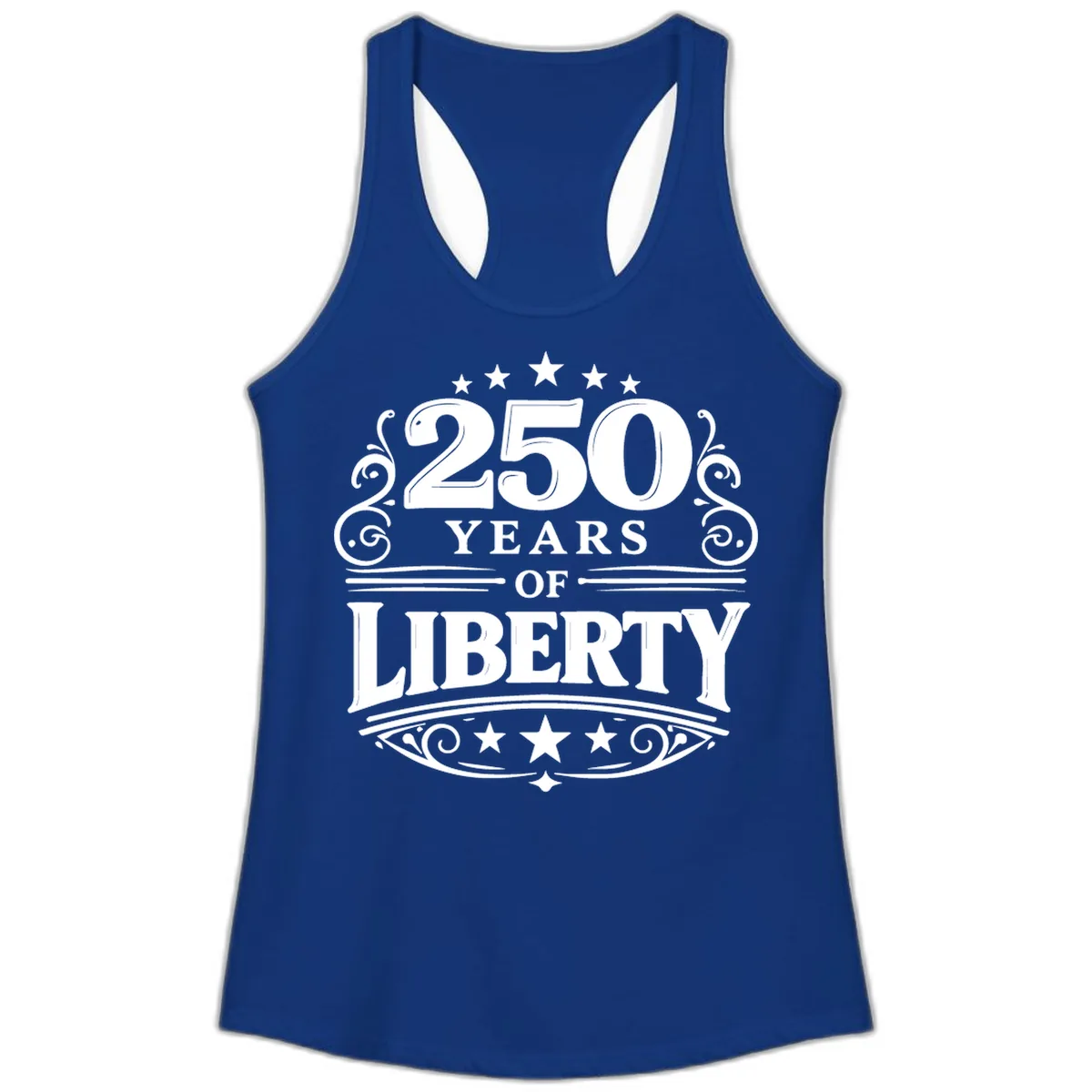 250 Years Of Liberty Celebration Ladies Tank in Solid Royal