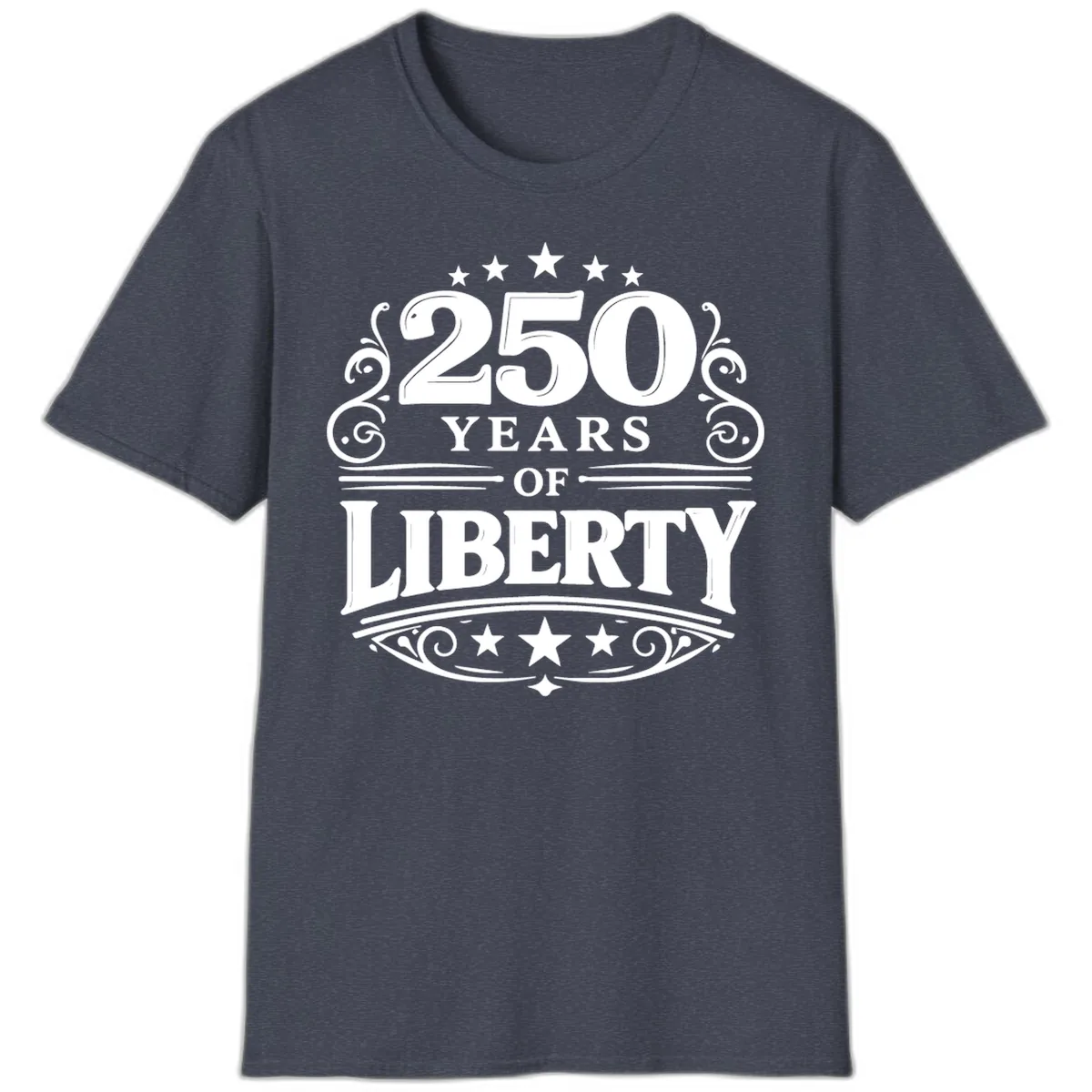 250 Years Of Liberty Celebration T-Shirt in Heather Navy