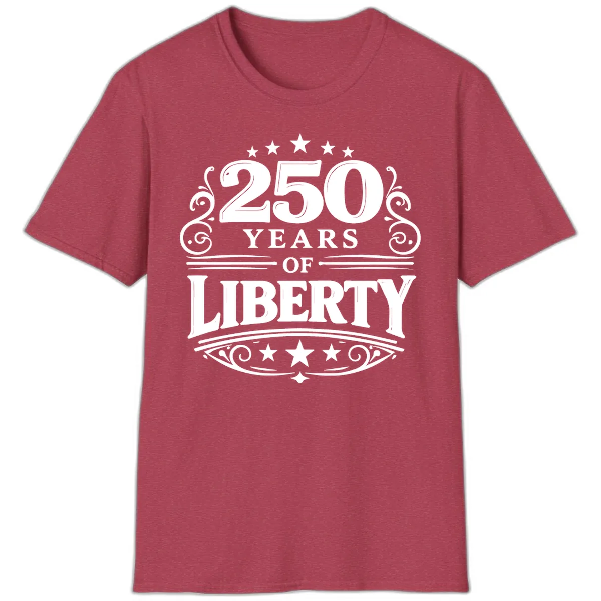 250 Years Of Liberty Celebration T-Shirt in Heather Cardinal