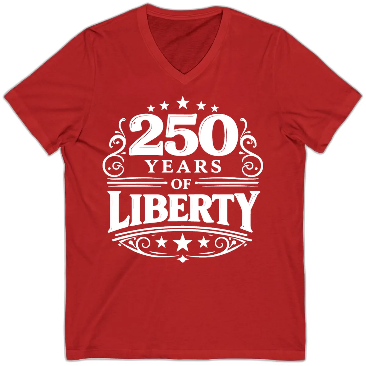 250 Years Of Liberty Celebration V-Neck in Red