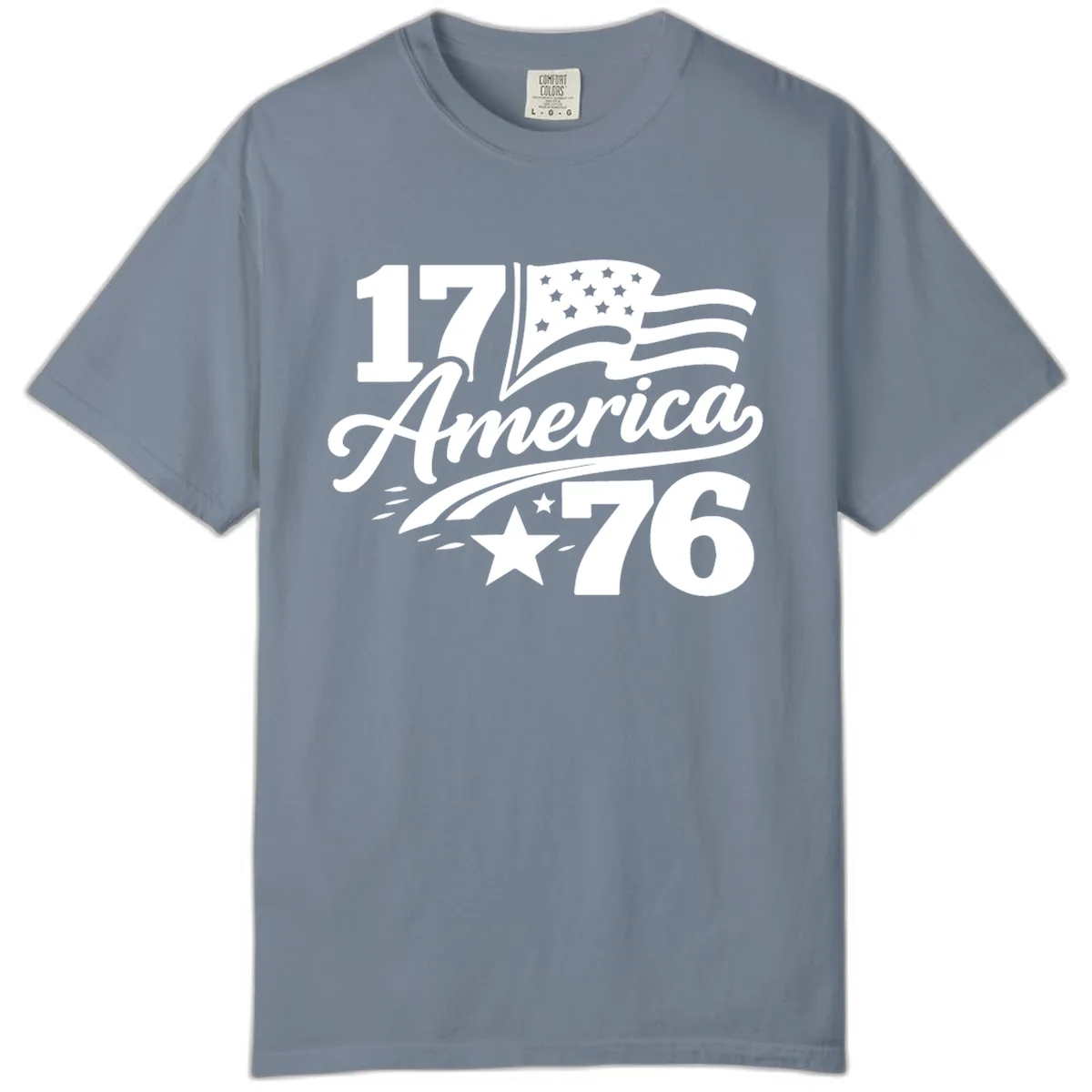 America 1776 Celebration Tee Comfort Color in Blue Jean