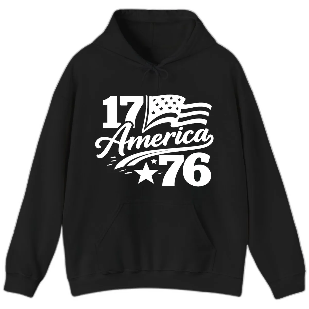 America 1776 Celebration Tee Hoodie in Black