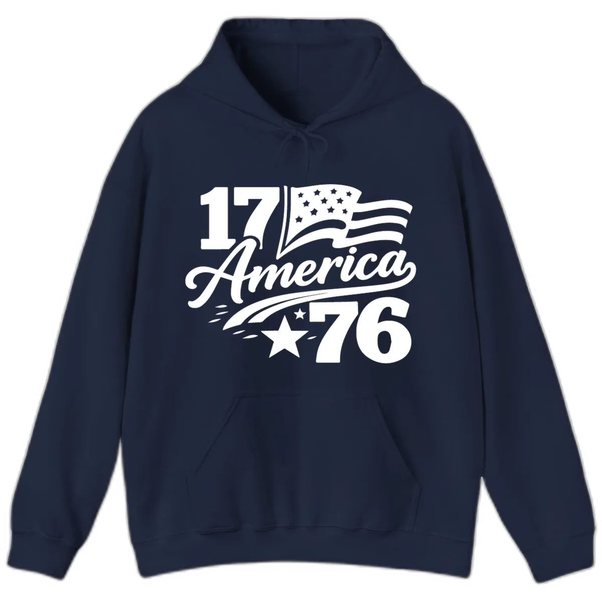 America 1776 Celebration Tee Hoodie in Navy
