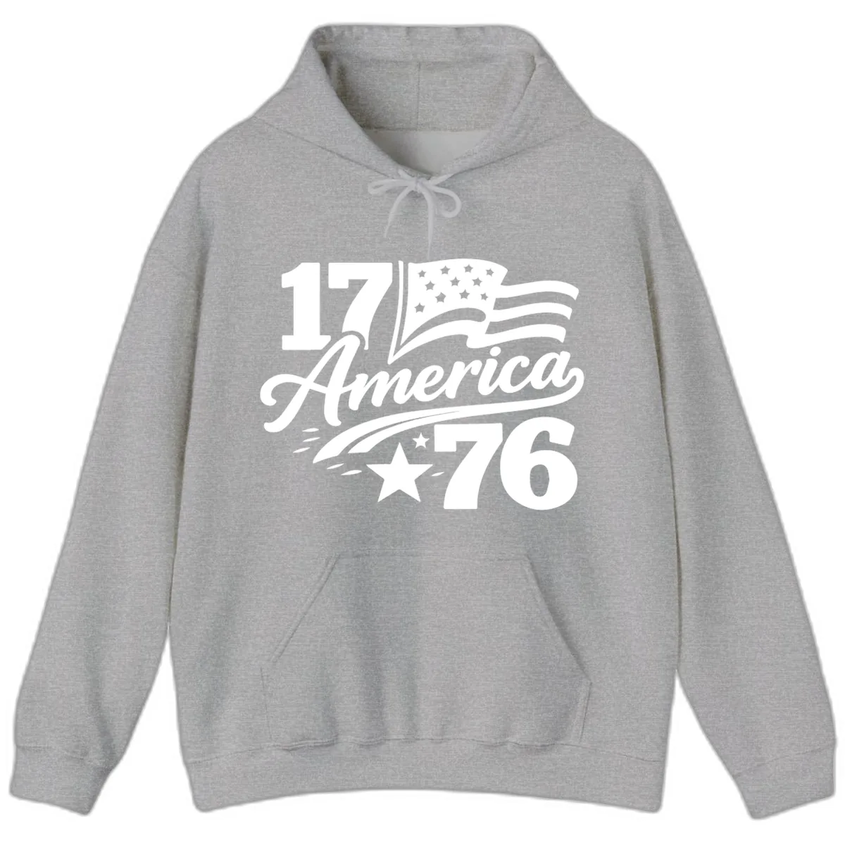 America 1776 Celebration Tee Hoodie in Sport Grey