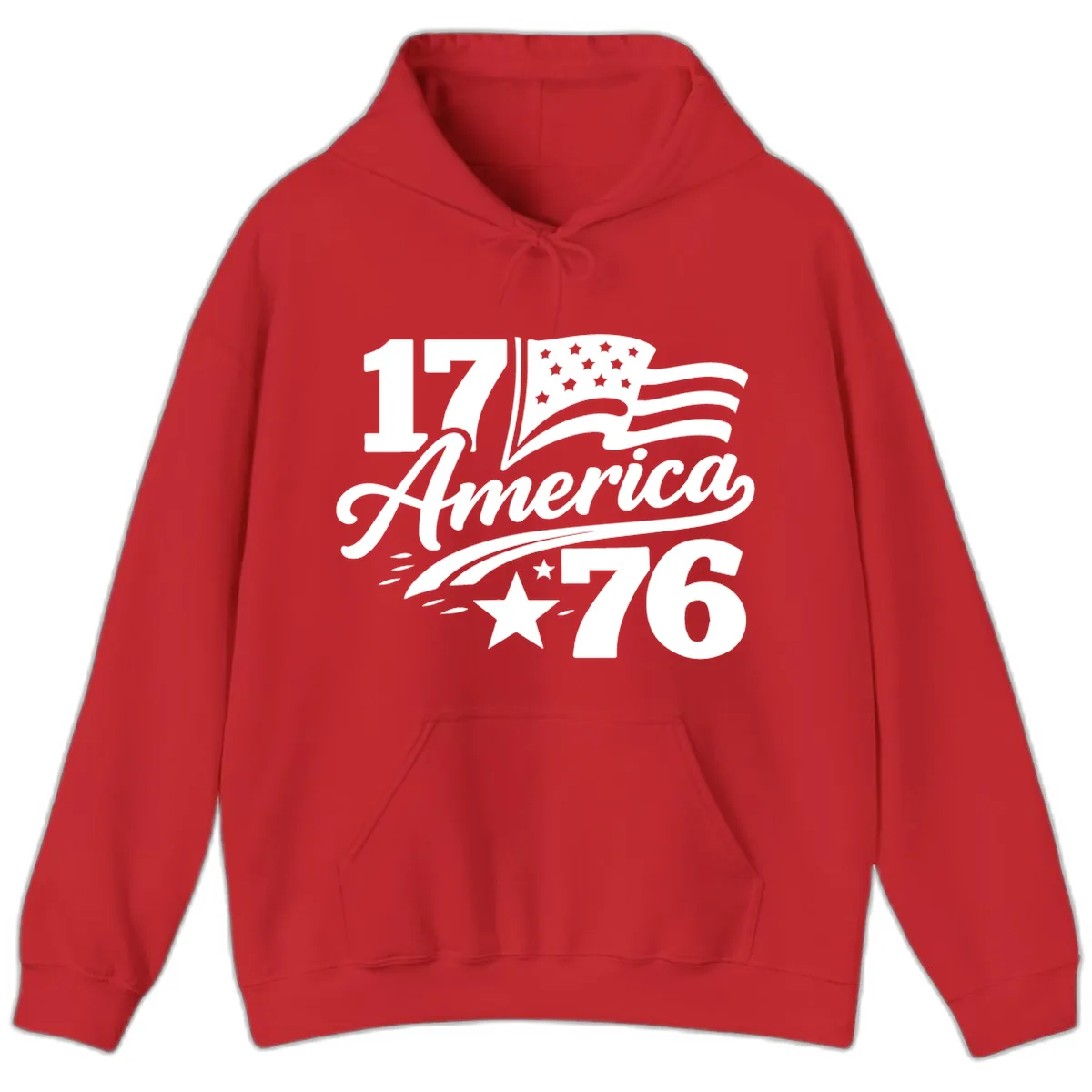America 1776 Celebration Tee Hoodie in Red