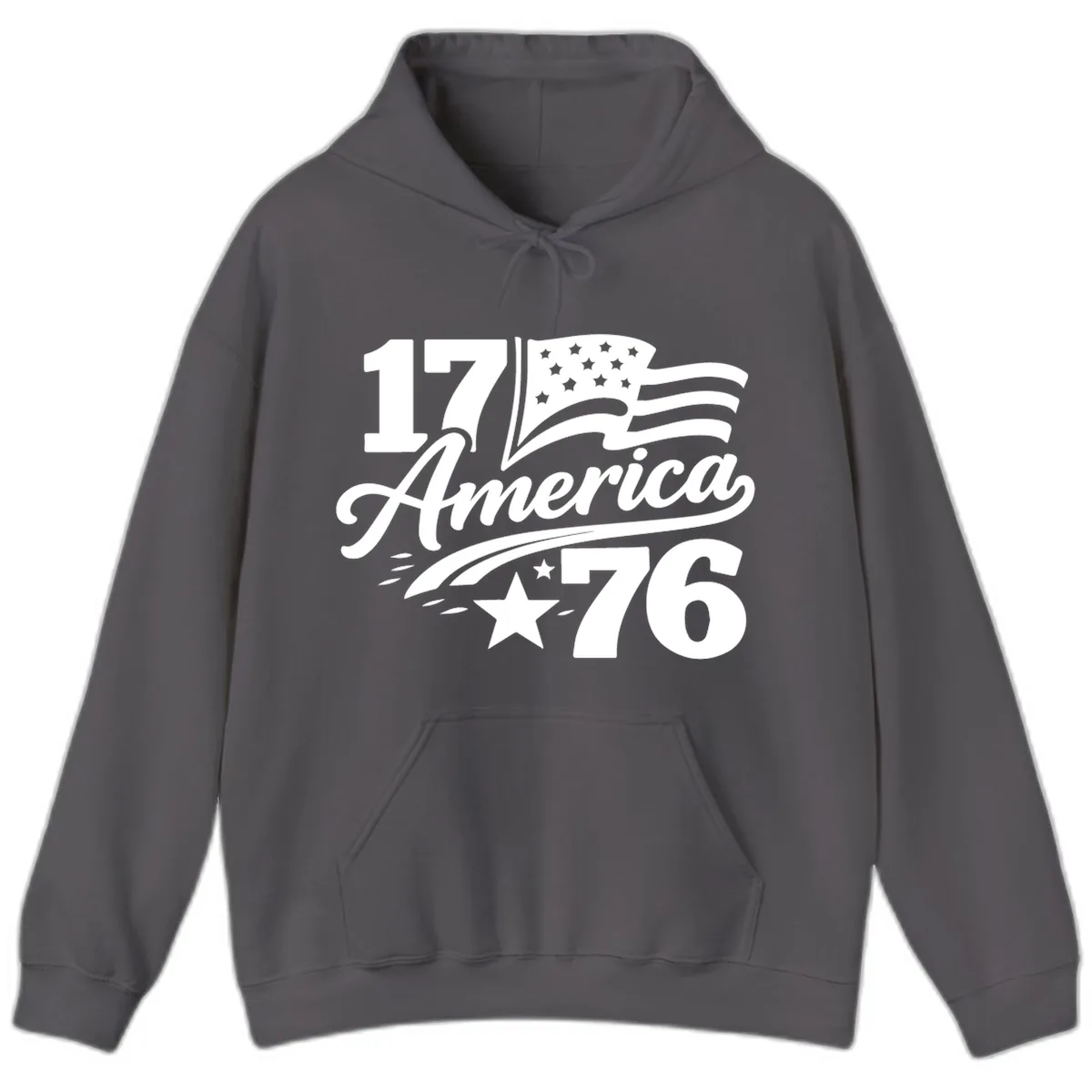 America 1776 Celebration Tee Hoodie in Charcoal