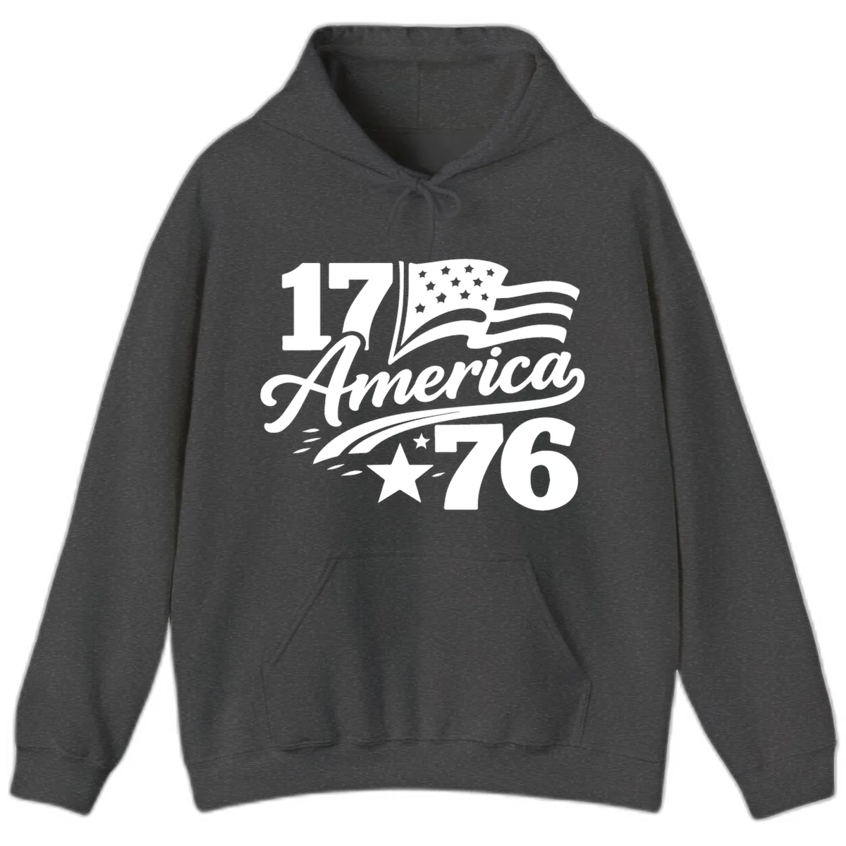 America 1776 Celebration Tee Hoodie in Dark Heather