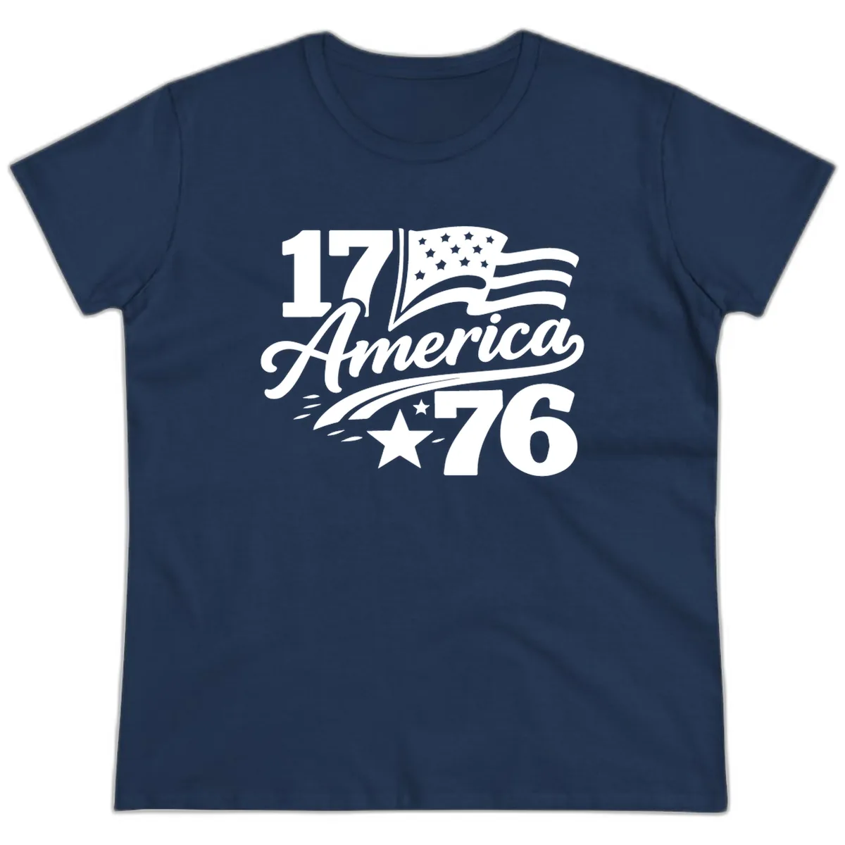 America 1776 Celebration Tee Ladies Tee in Navy