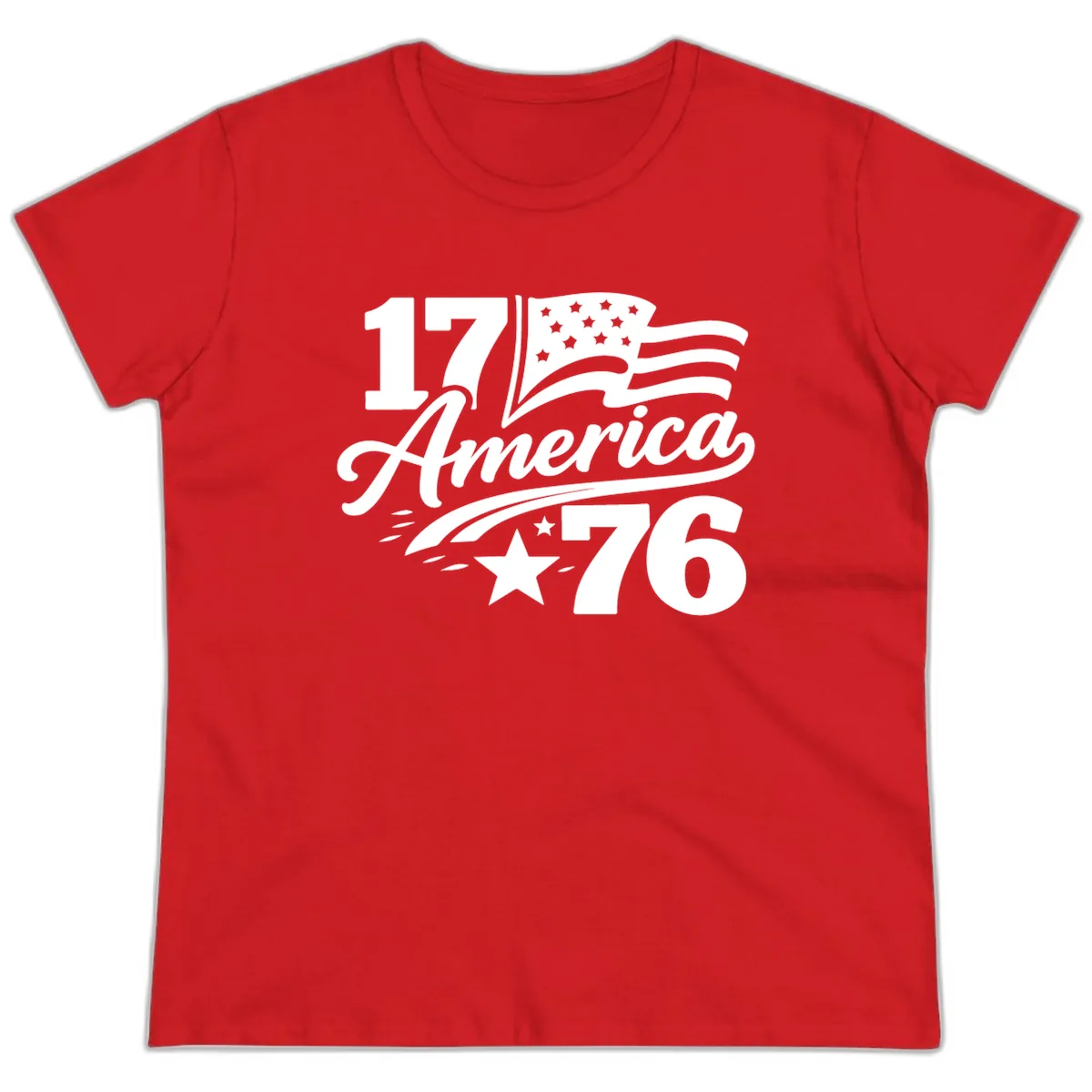 America 1776 Celebration Tee Ladies Tee in Red