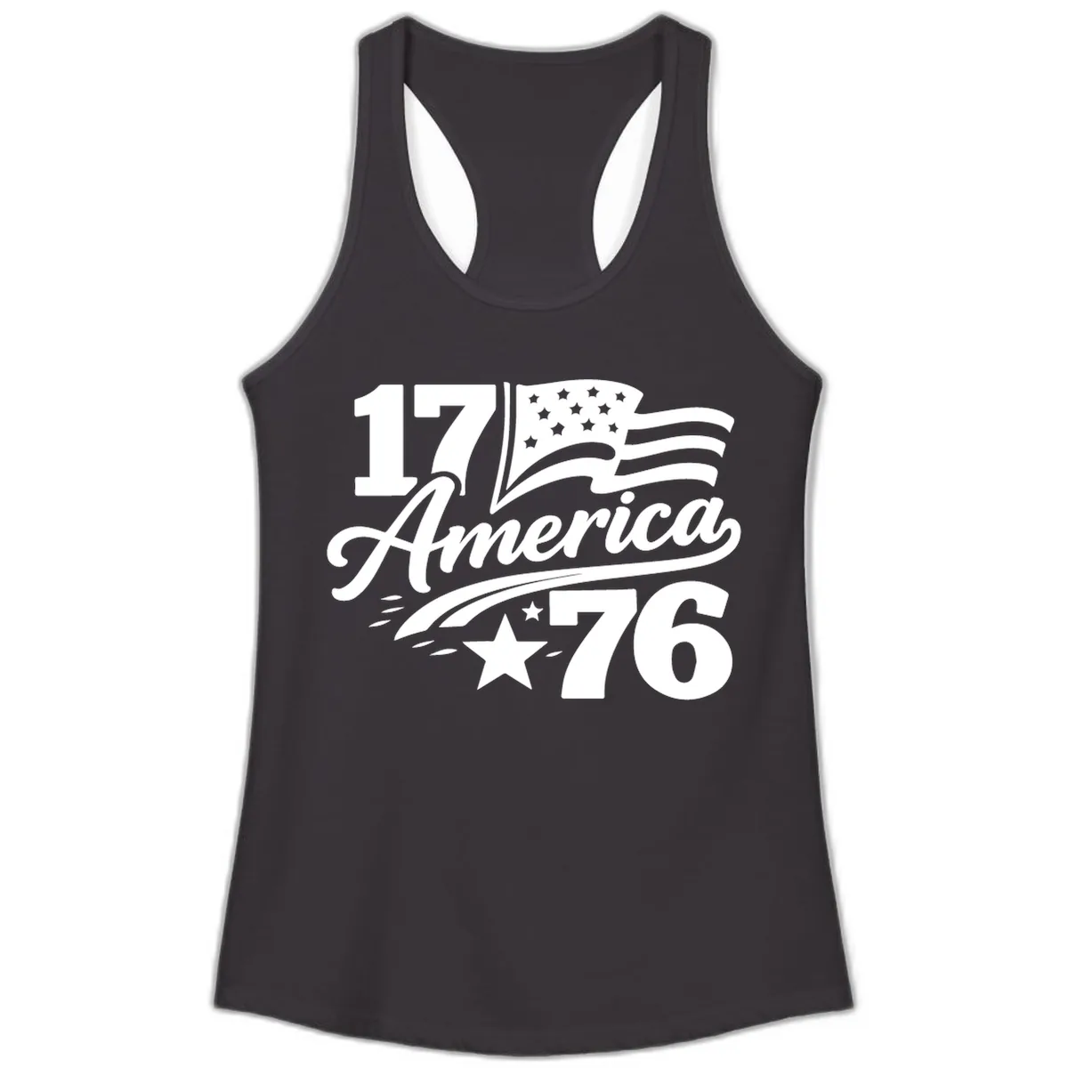 America 1776 Celebration Tee Ladies Tank in Black