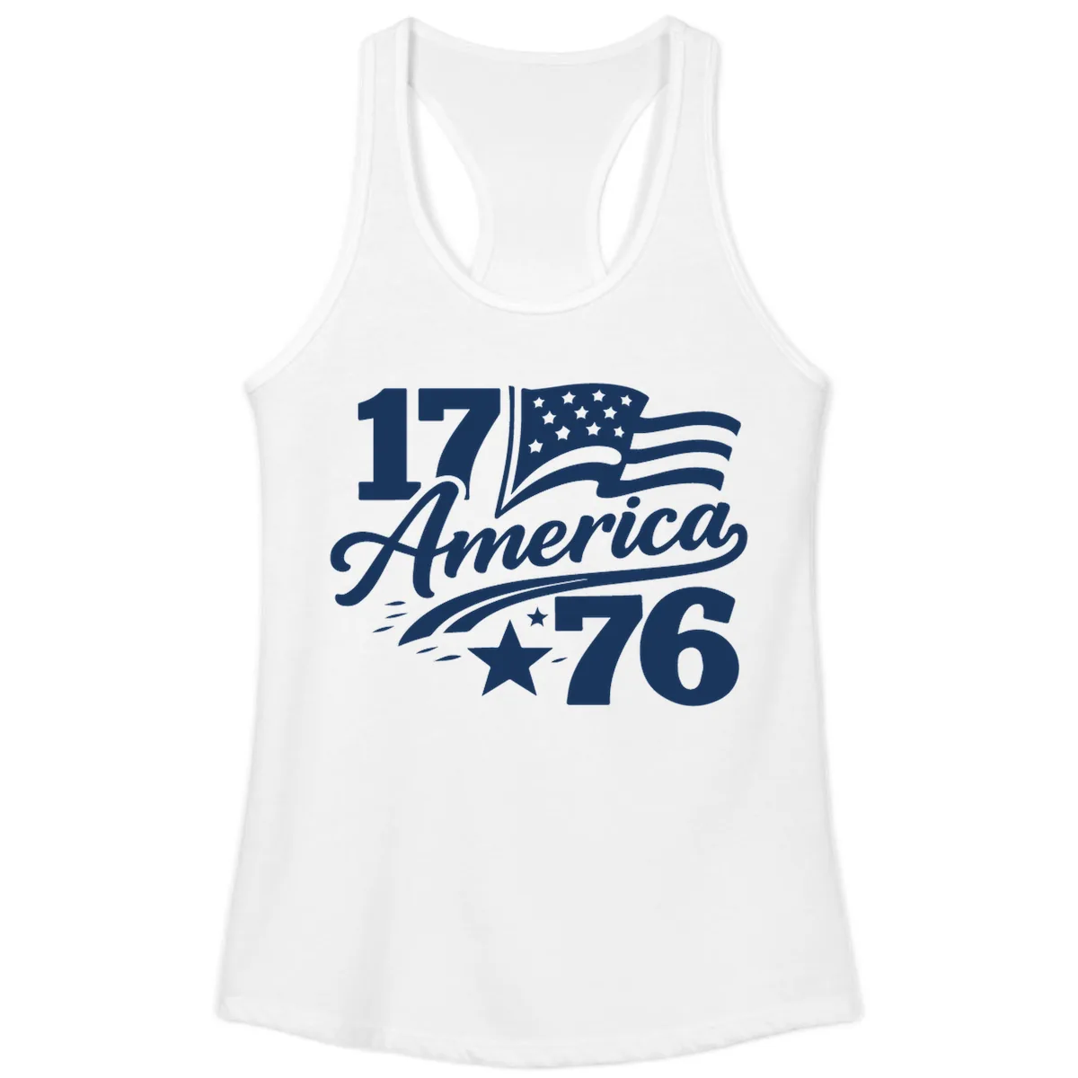 America 1776 Celebration Tee Ladies Tank in White