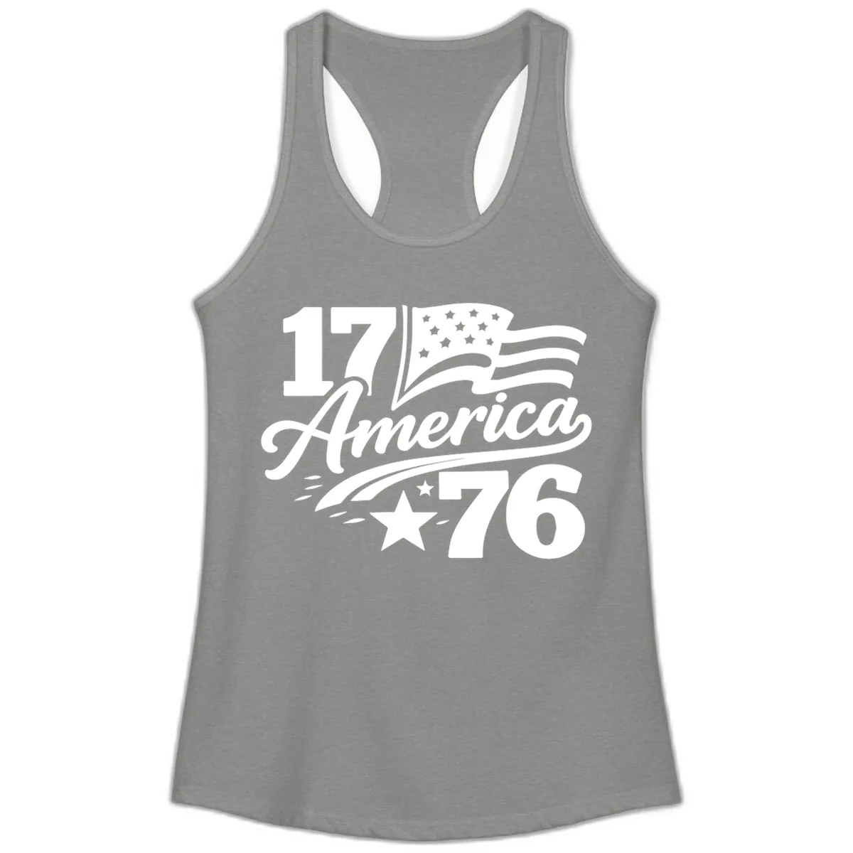 America 1776 Celebration Tee Ladies Tank in Heather Grey