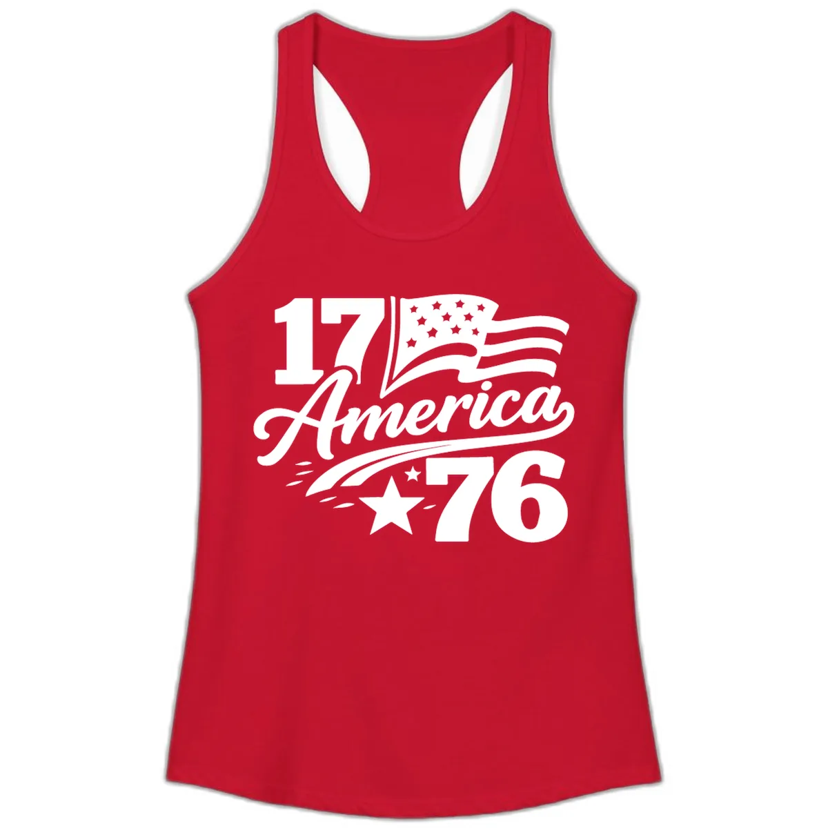 America 1776 Celebration Tee Ladies Tank in Solid Red
