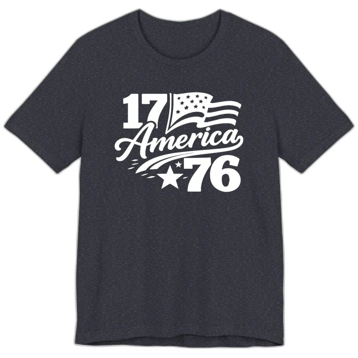 America 1776 Celebration Tee Premium T-Shirt in Heather Navy