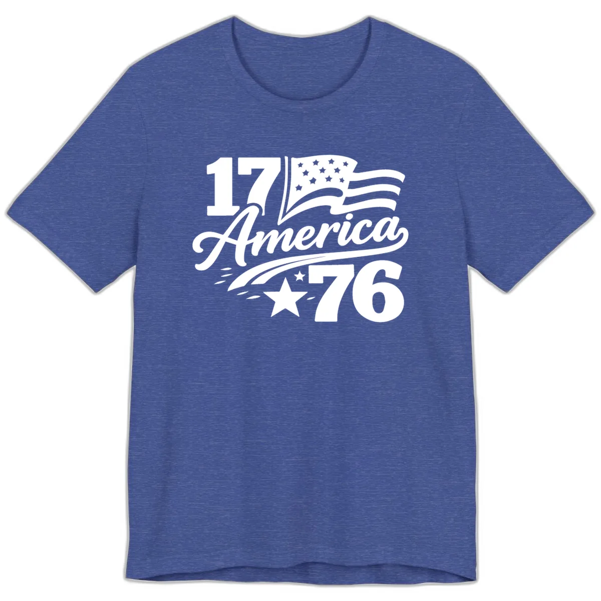 America 1776 Celebration Tee Premium T-Shirt in Heather True Royal