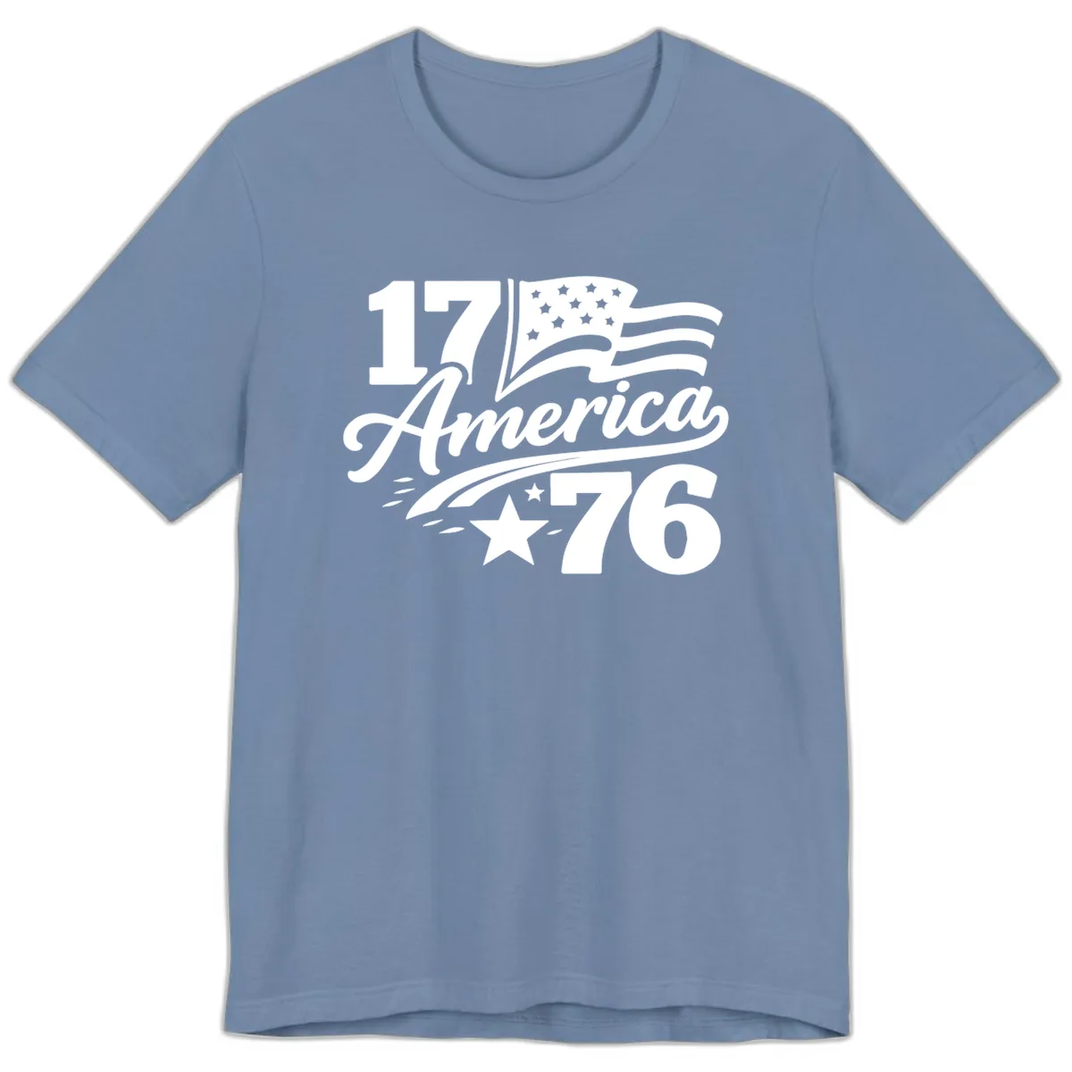 America 1776 Celebration Tee Premium T-Shirt in Steel Blue