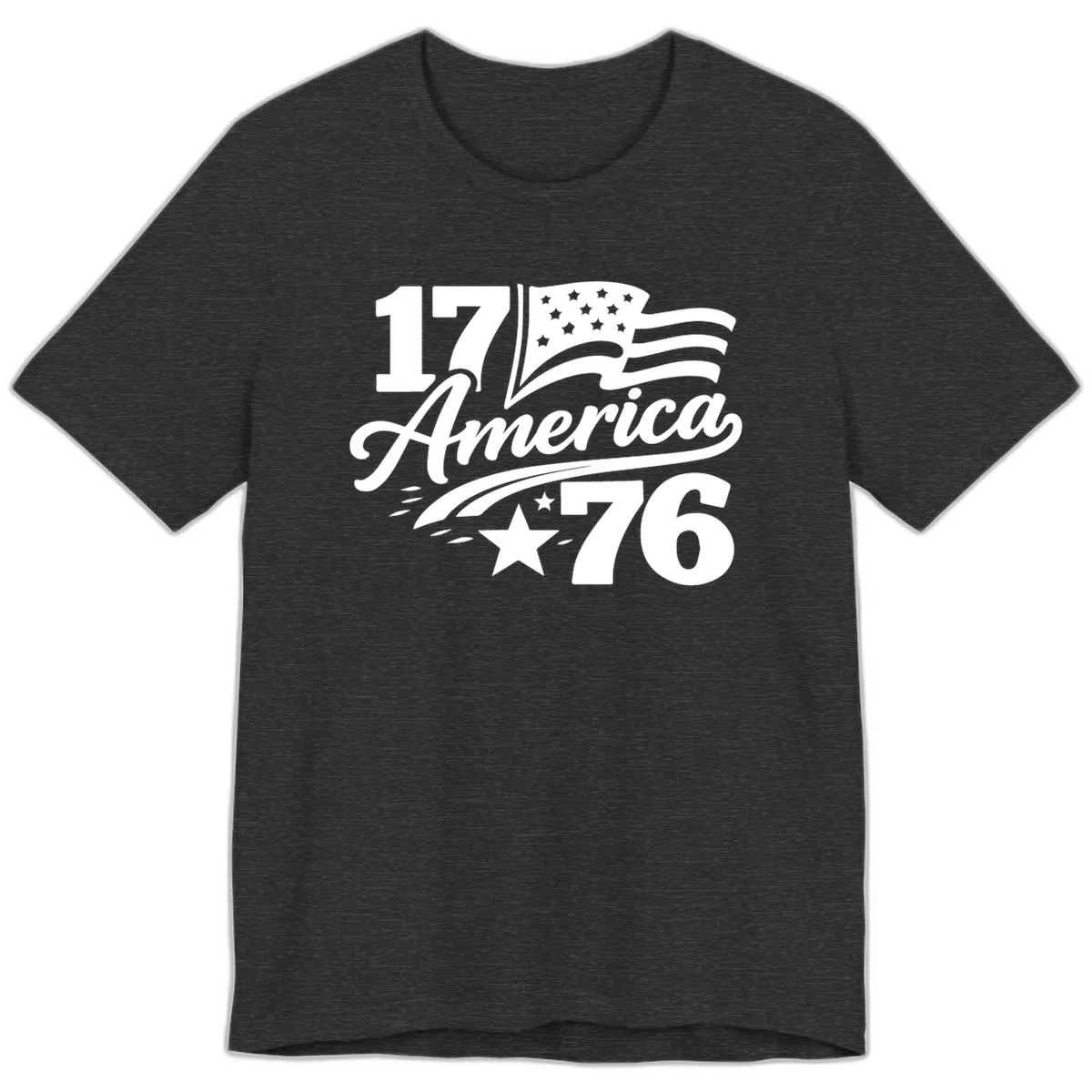 America 1776 Celebration Tee Premium T-Shirt in Dark Grey Heather