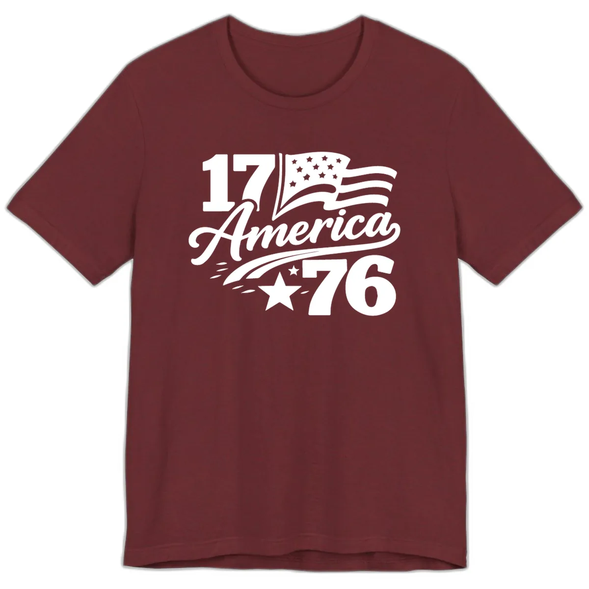 America 1776 Celebration Tee Premium T-Shirt in Heather Cardinal