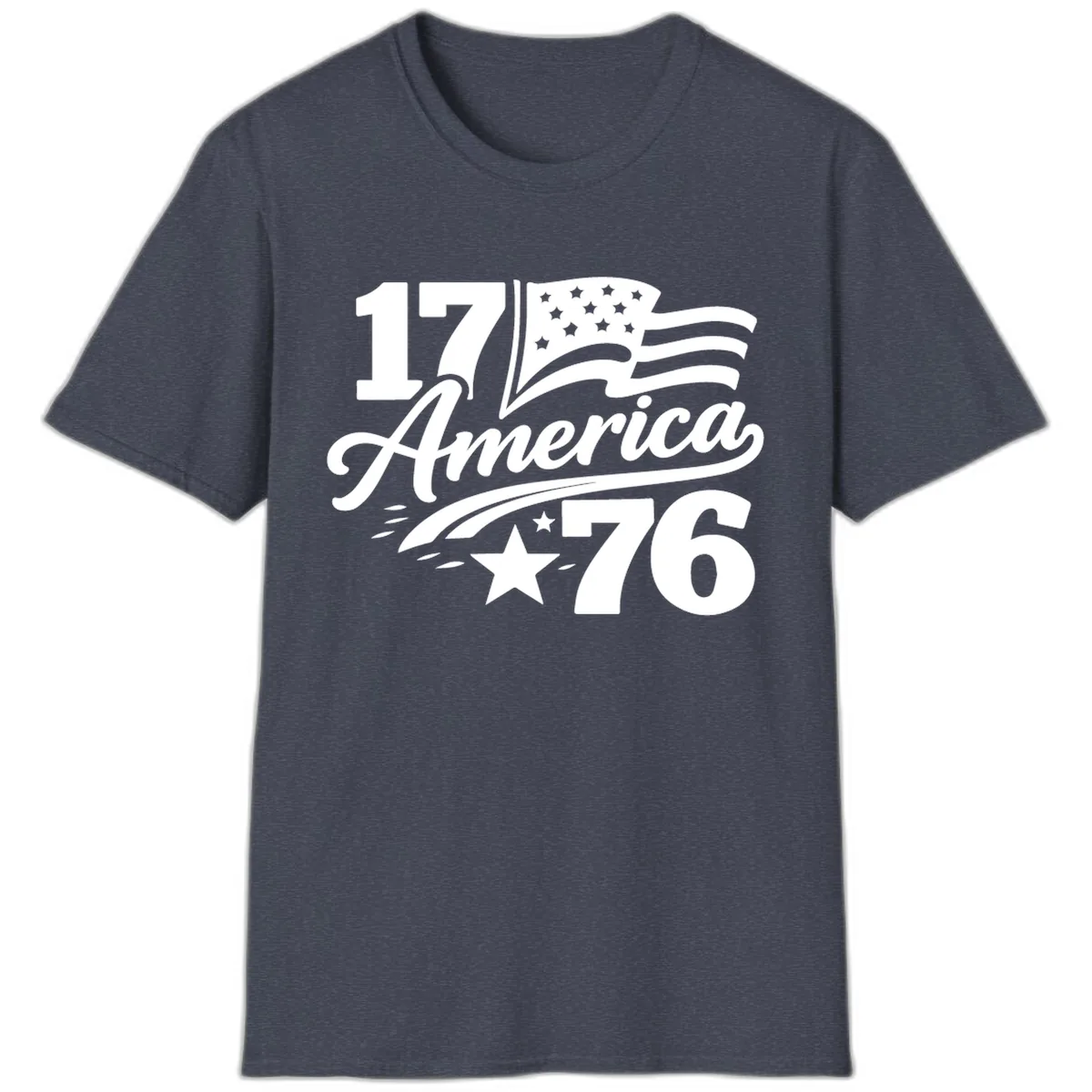 America 1776 Celebration Tee T-Shirt in Heather Navy