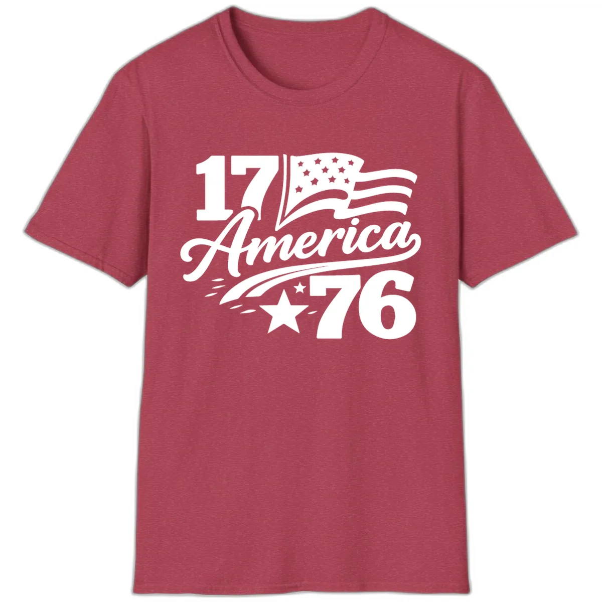 America 1776 Celebration Tee T-Shirt in Heather Cardinal