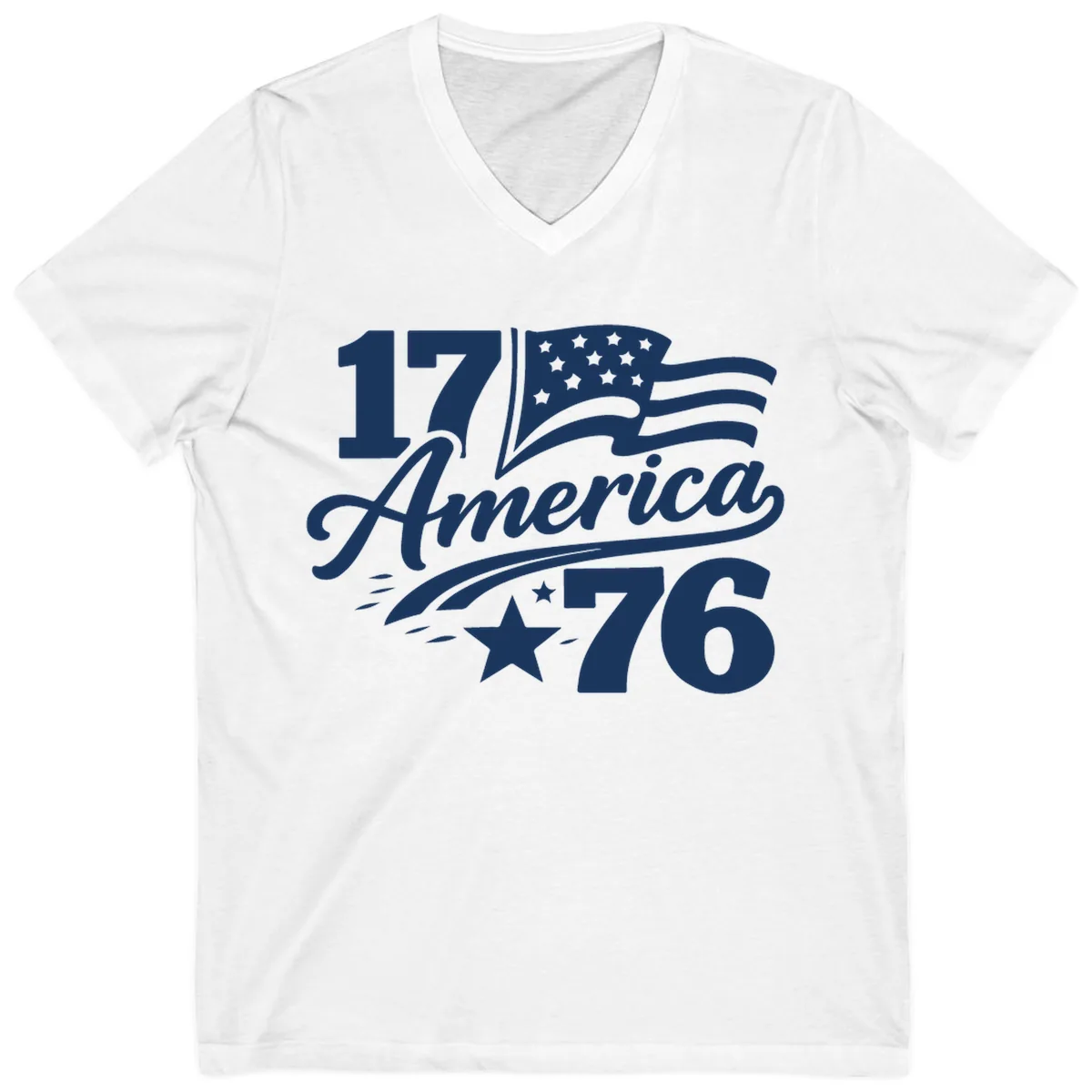 America 1776 Celebration Tee V-Neck in White