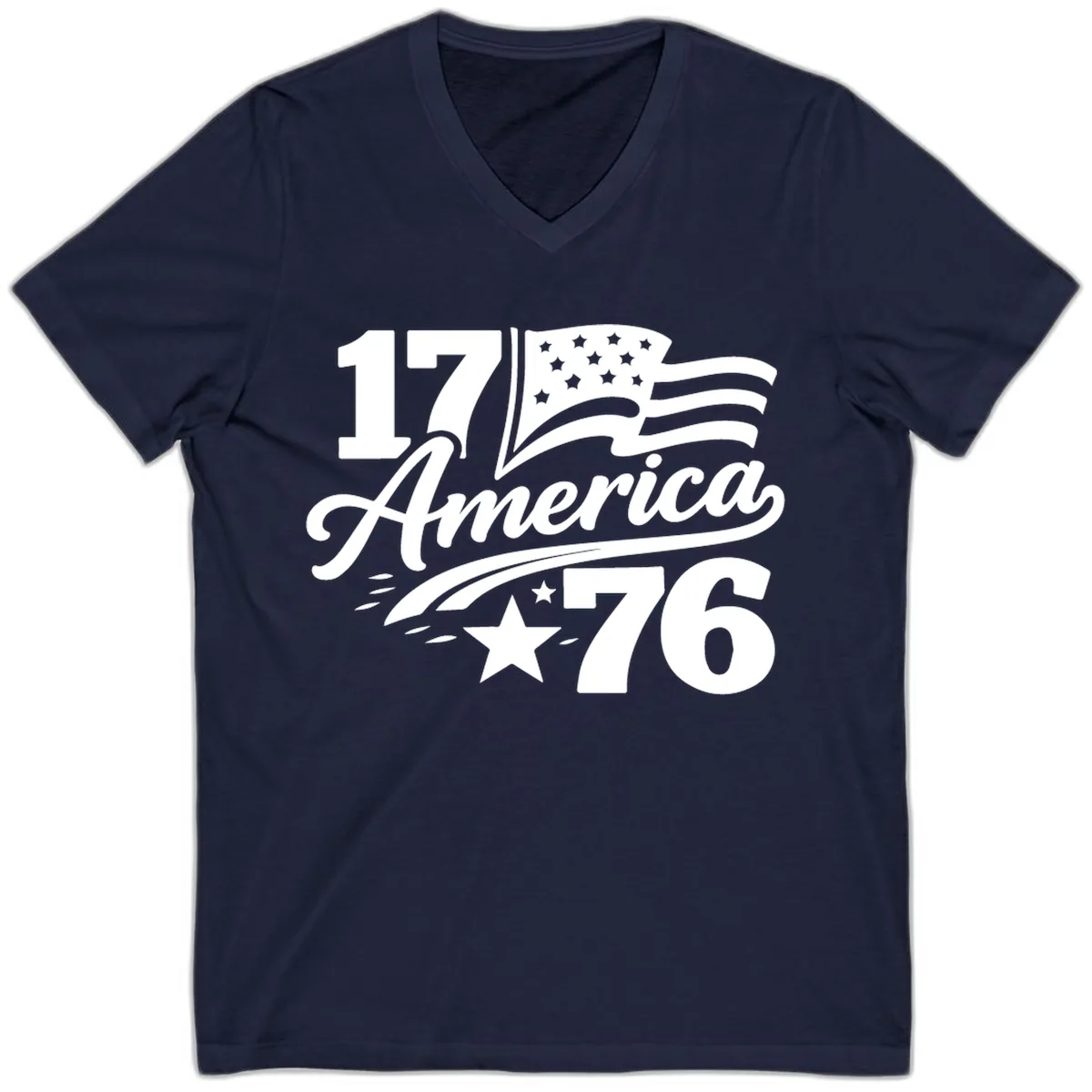 America 1776 Celebration Tee V-Neck in Navy